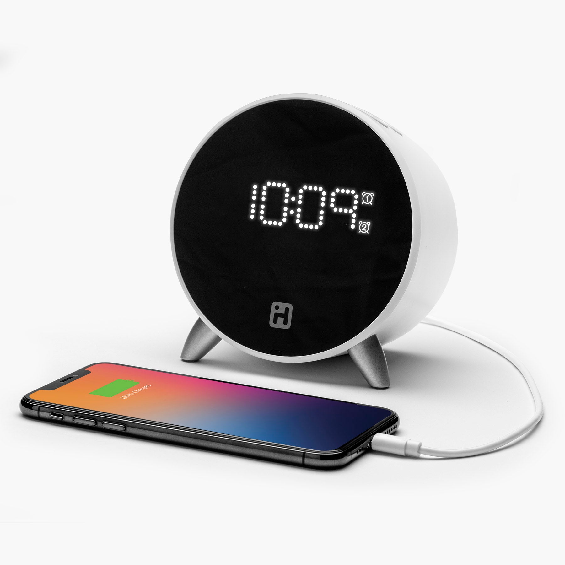 Digital Alarm Clock With USB Charging Port (iHV235W)