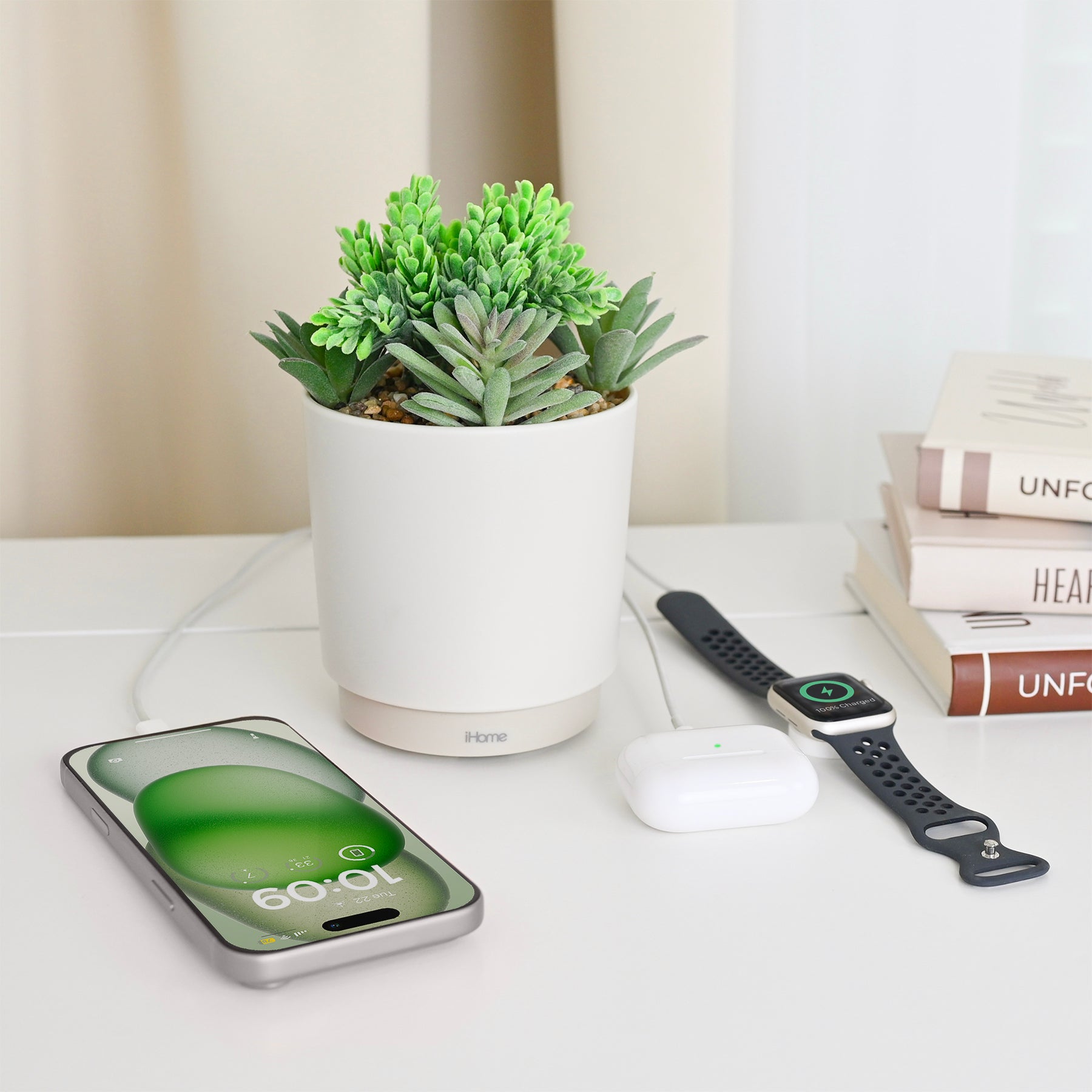 PowerPlant USB Charging Station, Faux Succulent with USB Charger (iPP35)