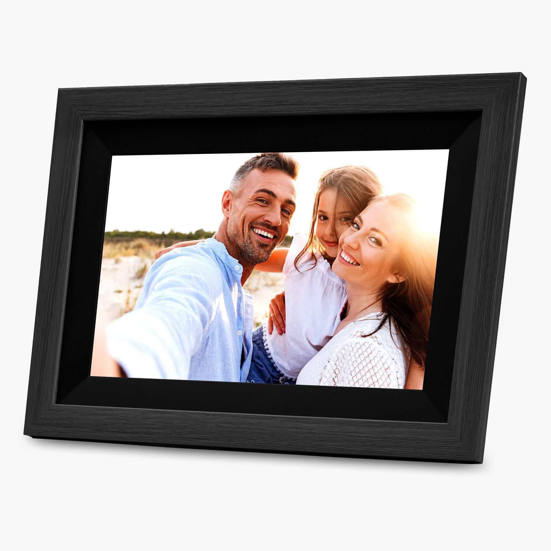 Digital Picture Frame with Wifi and 32G Memory, Compatible with Frameo App – Black Wood (iPF1032BW) - ihomedotcom