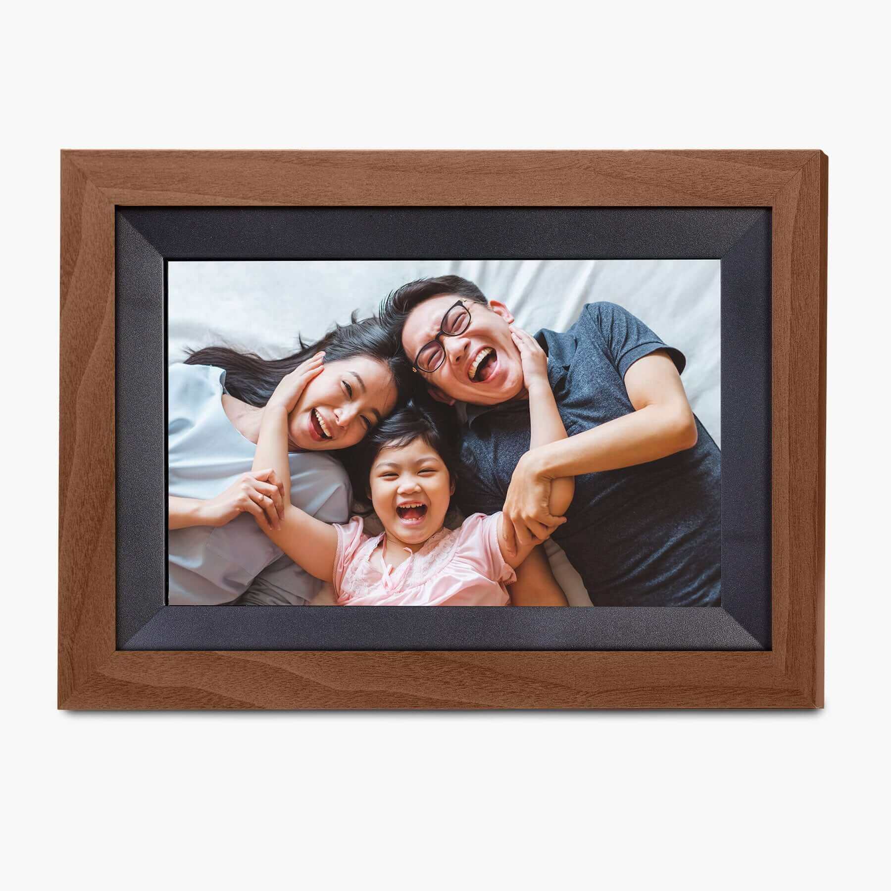 Digital Picture Frame with Wifi and 32G Memory, Compatible with Frameo App – Walnut Wood (iPF1032WW) - ihomedotcom