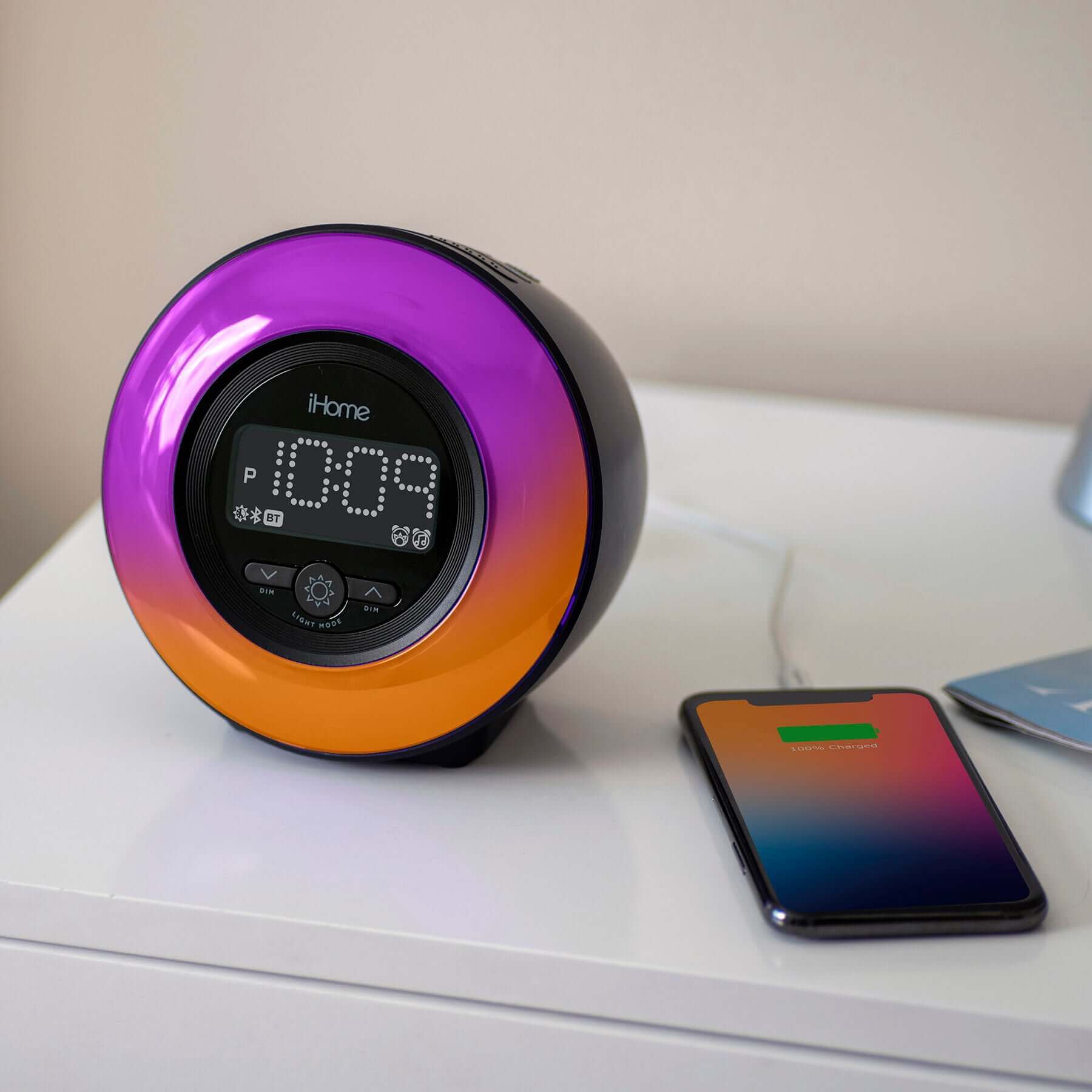 Powerglow Clock Radio with Bluetooth Speaker and USB Charging (iBT295) - ihomedotcom