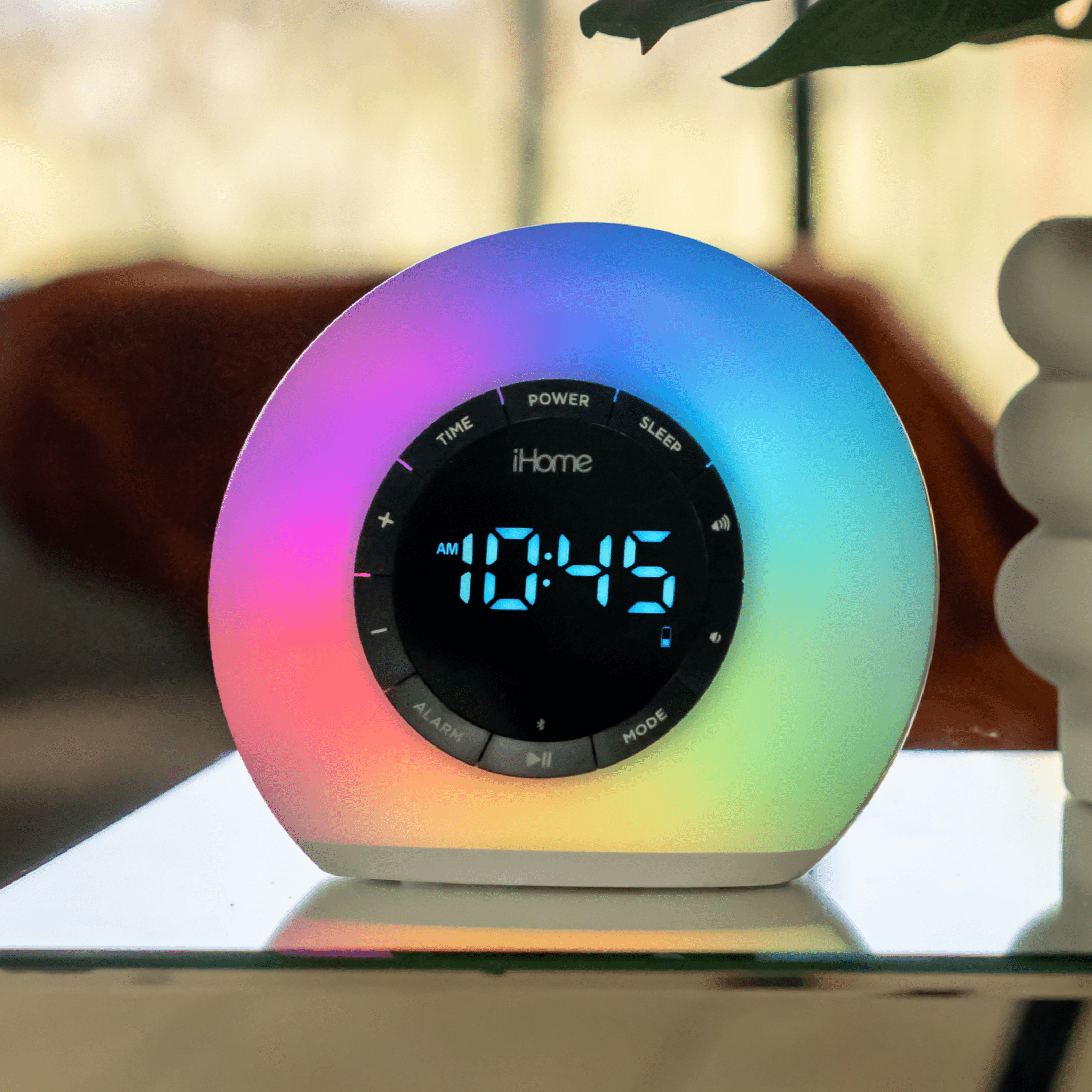 Sunrise Alarm Clock Radio with Bluetooth Speaker and Color Changing Lamp (iBT32) - ihomedotcom