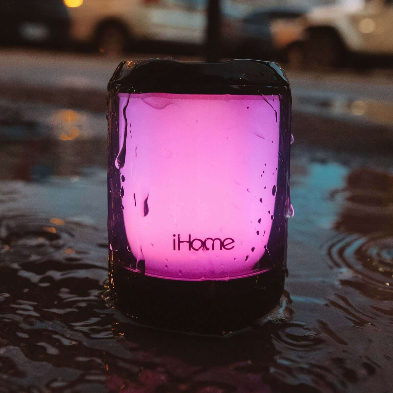Waterproof Bluetooth Speaker with Color Changing Lights, Portable and Rechargeable (iBT800BOL) - ihomedotcom