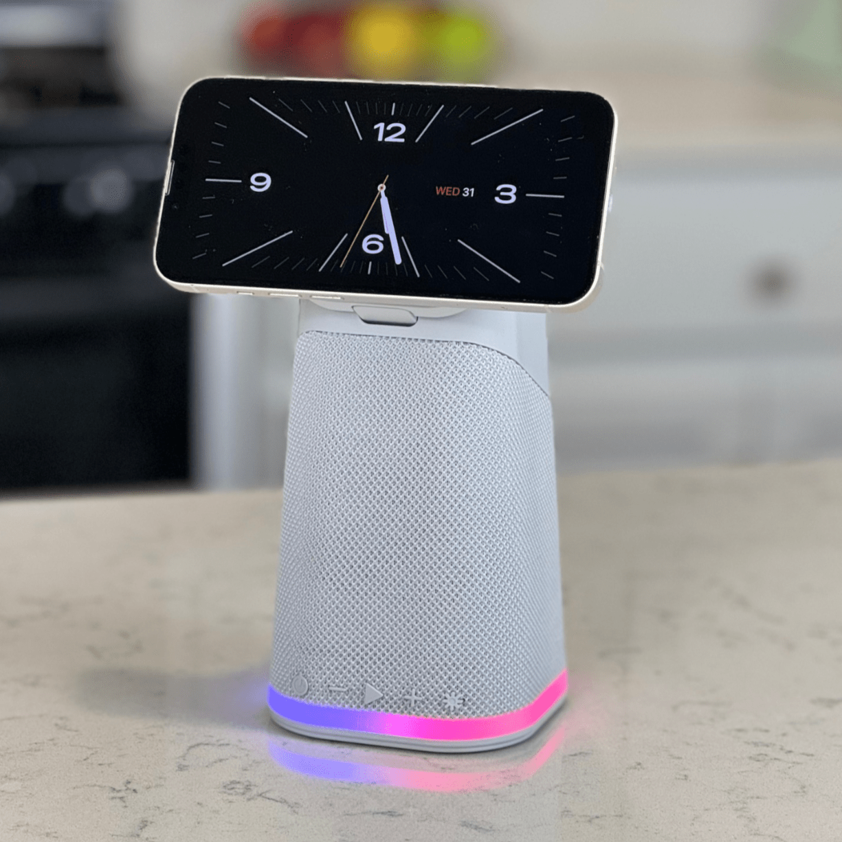 Wireless Charger with Apple Watch Charger, AirPods Charger, Bluetooth Speaker, and Night Light - Grey (iPBT70G) - ihomedotcom