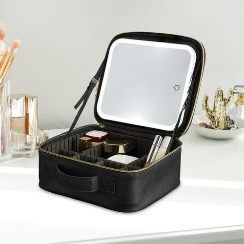 Travel Makeup Bag with LED Mirror and Adjustable Stand (iCVS20): A Perfect Blend of Style and Functionality