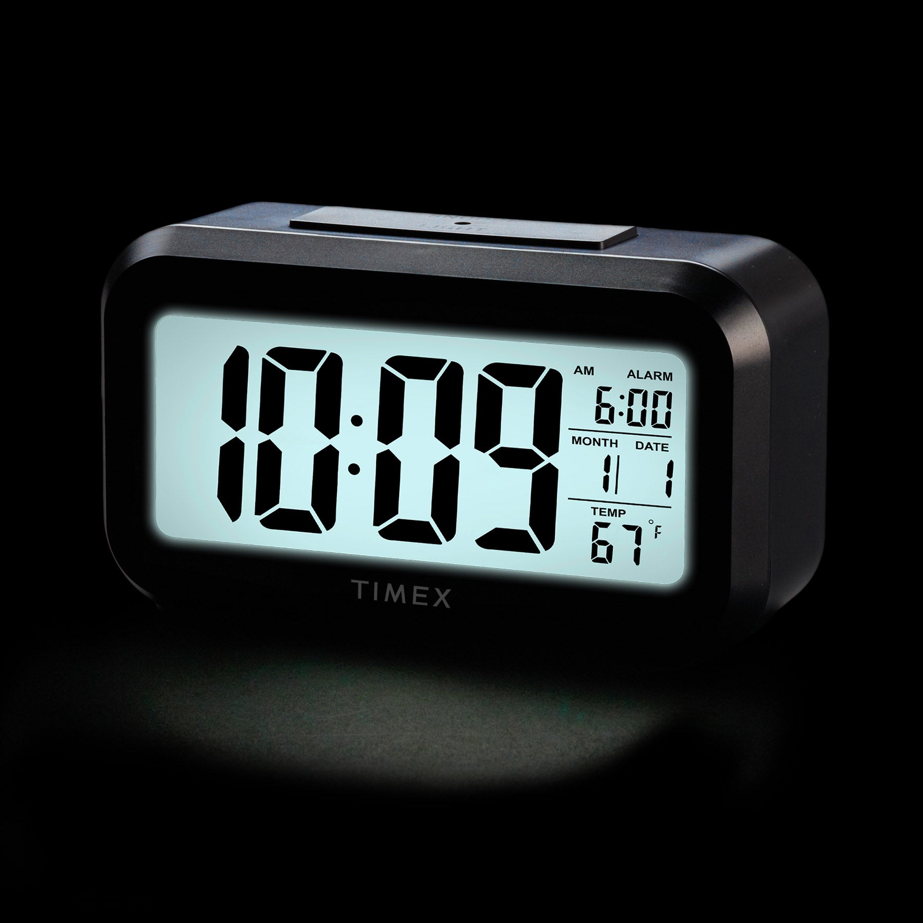 Timex Alarm Clock with Large Display, Cordless and Portable – Black (T108B)