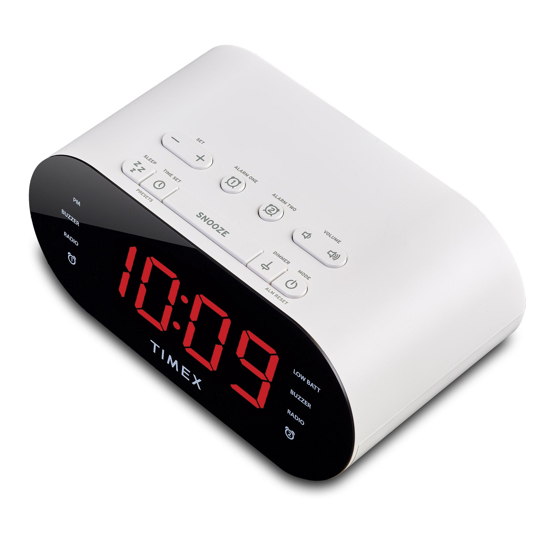 Timex Alarm Clock for Bedroom with FM Radio and USB Charging - White (T232W)