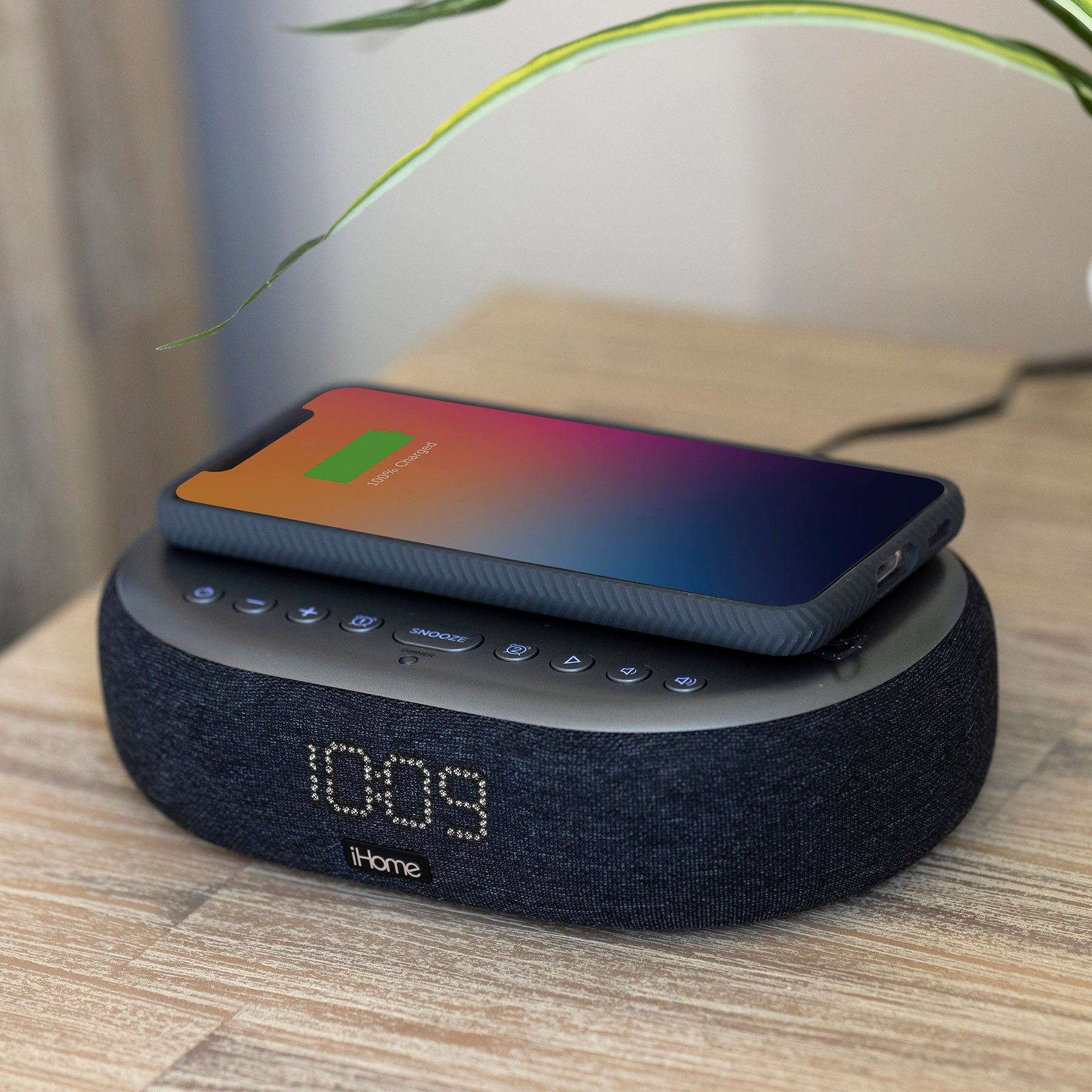 Wireless Charging Station with Bluetooth Alarm Clock and USB Charging (iBTW41)