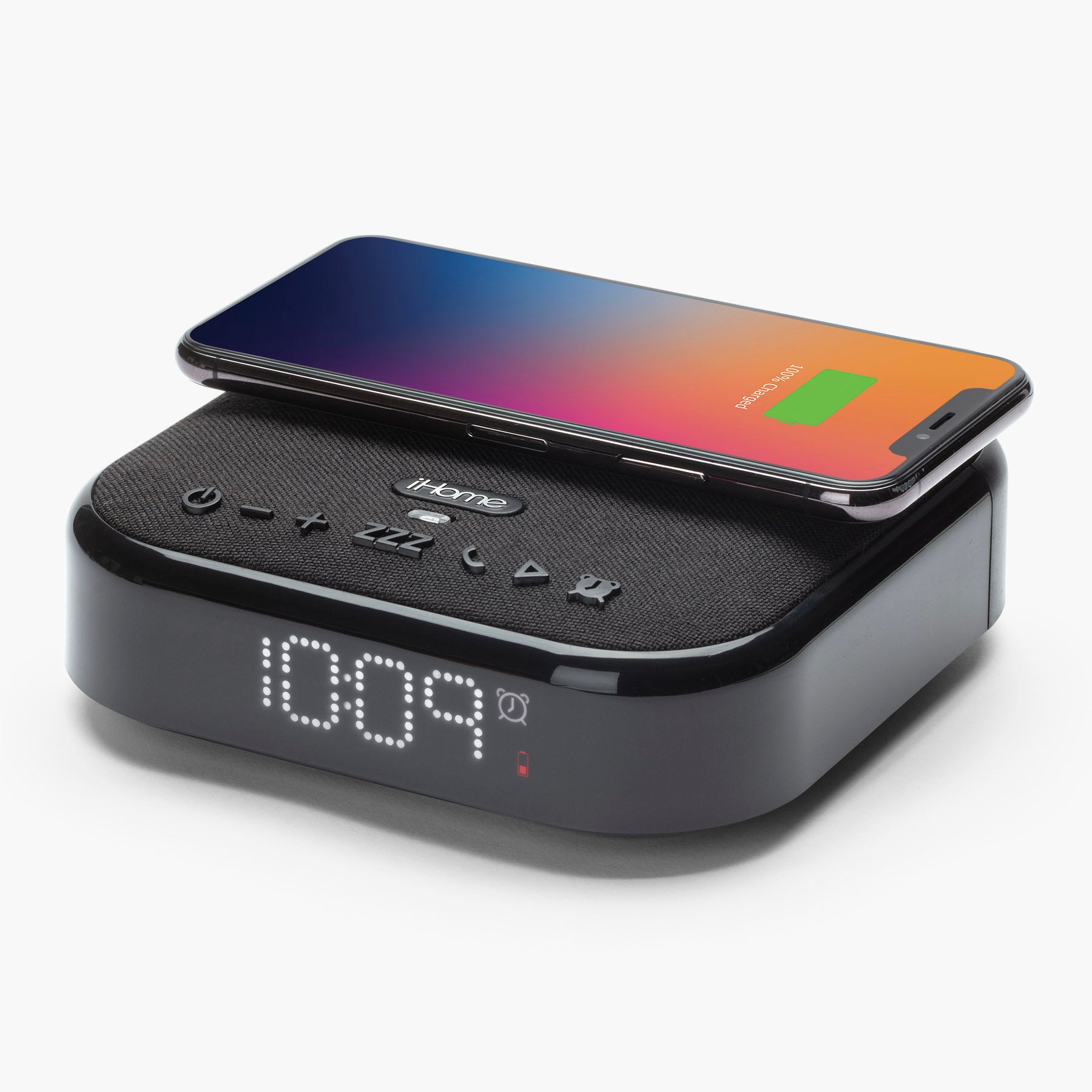Alarm Clock with Wireless Charging, USB Charging, and Wireless Speaker (iBTW22)