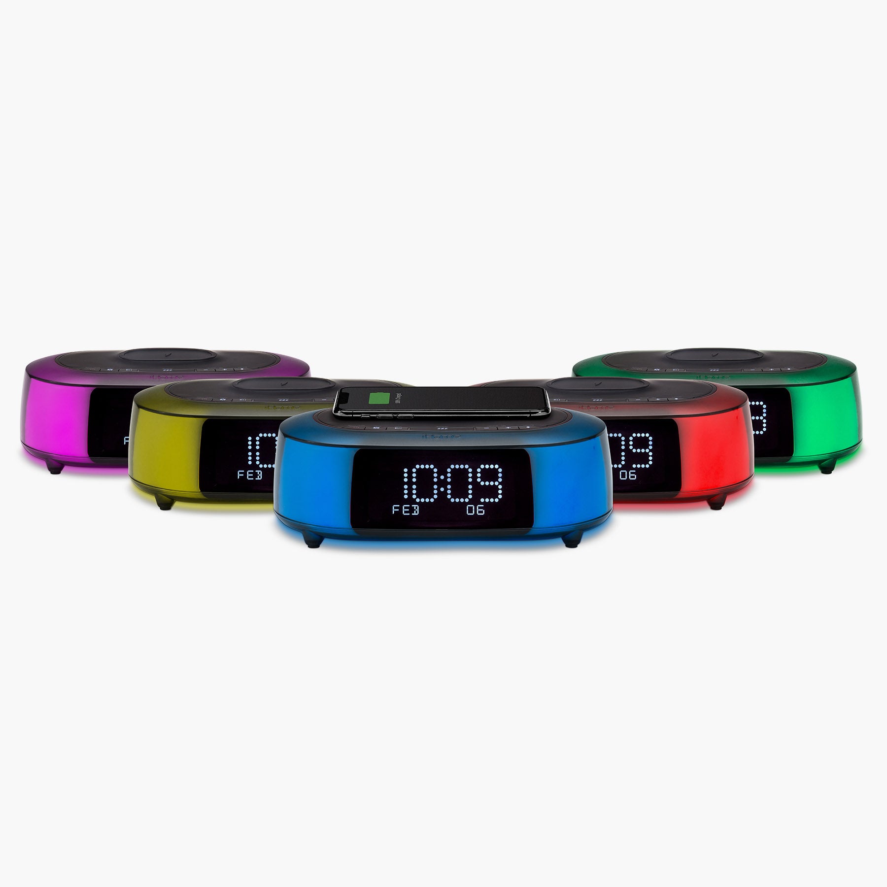 Wireless Charging Station with Color Changing Bluetooth Alarm Clock and USB Charging (iBTW281v2)