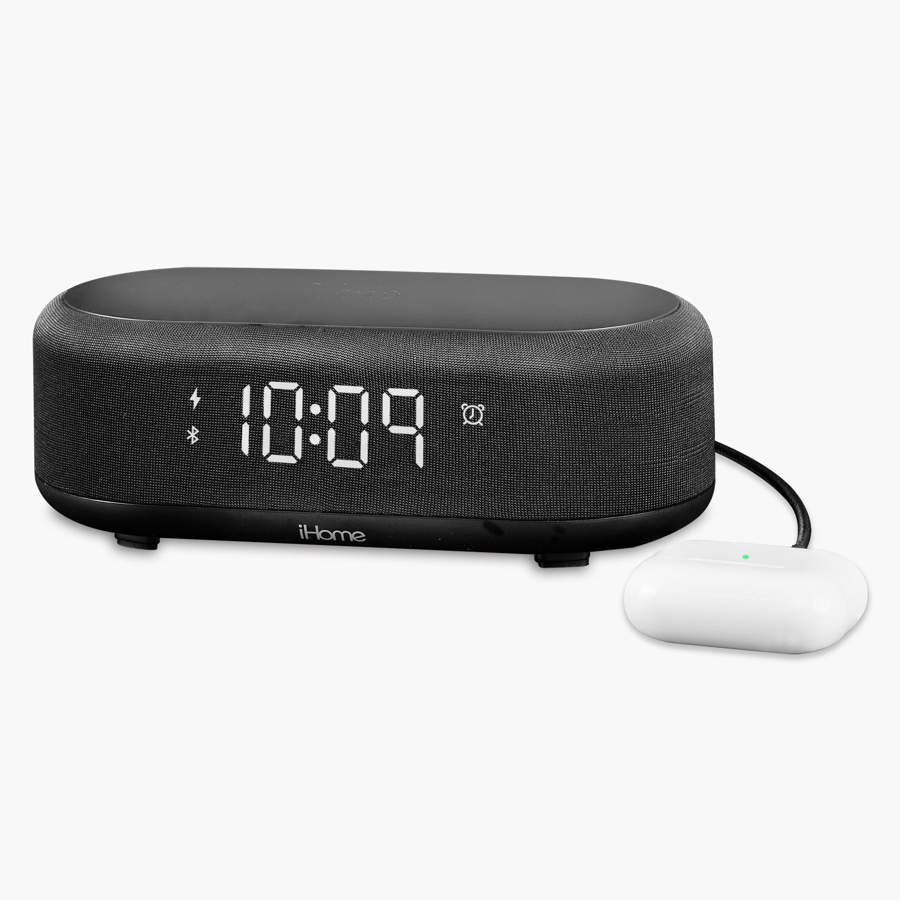 Bluetooth Alarm Clock with Wireless Charger and USB Charging Station (iBTW112)