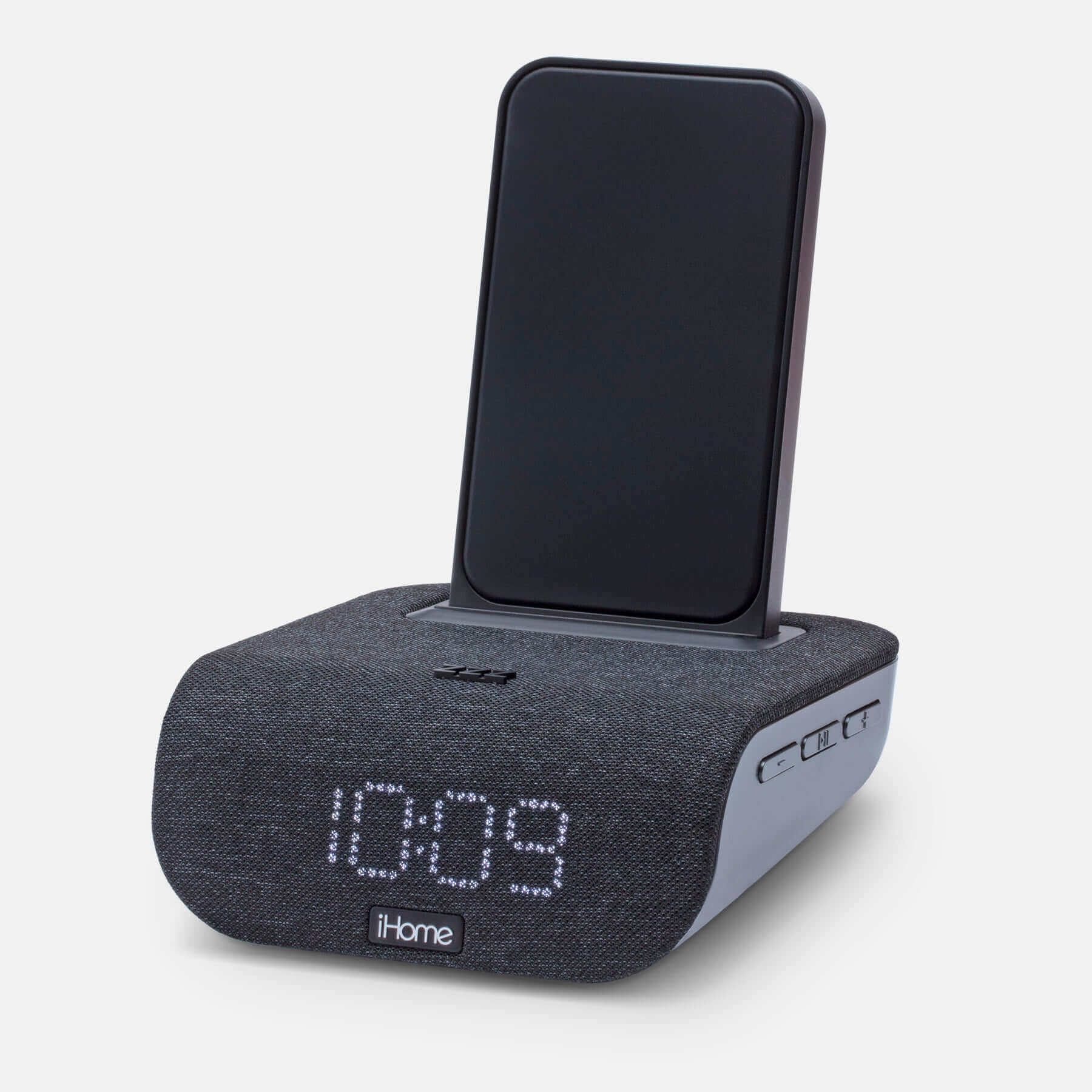 Alarm Clock with Wireless Charging, USB Charging, and Bluetooth Speaker (iBTW20) - ihomedotcom