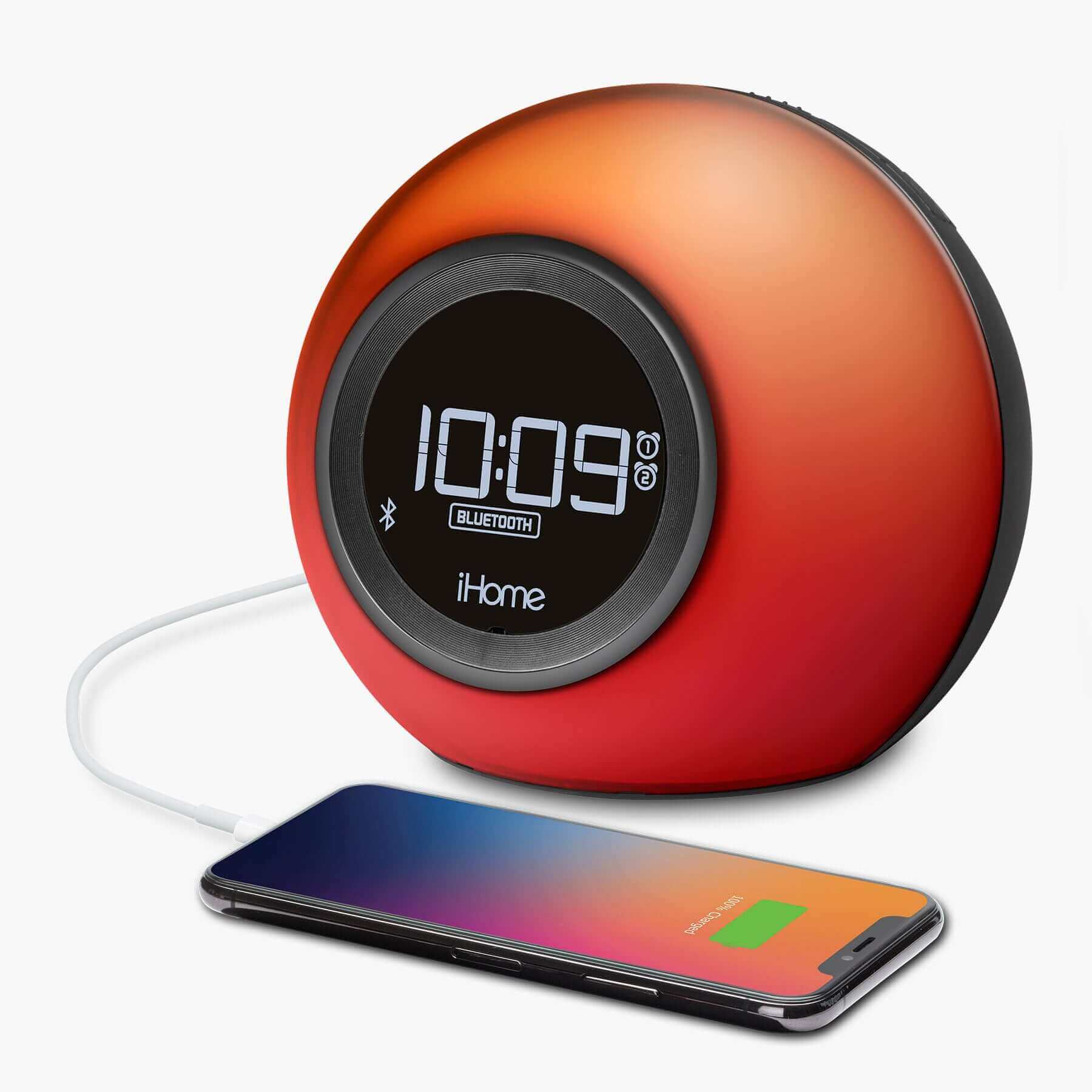 Bluetooth Alarm Clock Radio with Color Changing Light and USB Charging (iBT29) - ihomedotcom