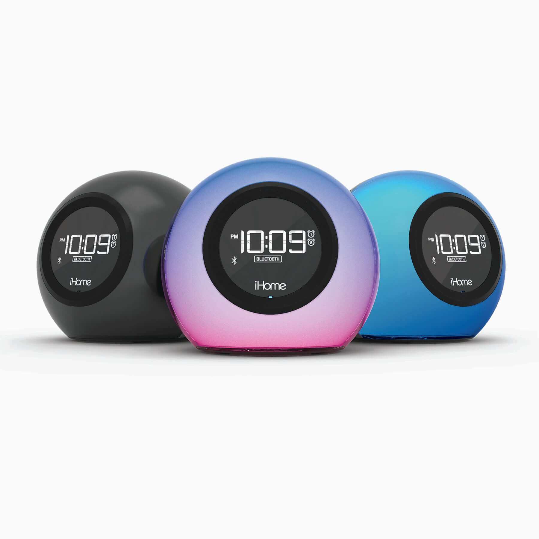 Bluetooth Alarm Clock Radio with Color Changing Light and USB Charging (iBT29) - ihomedotcom