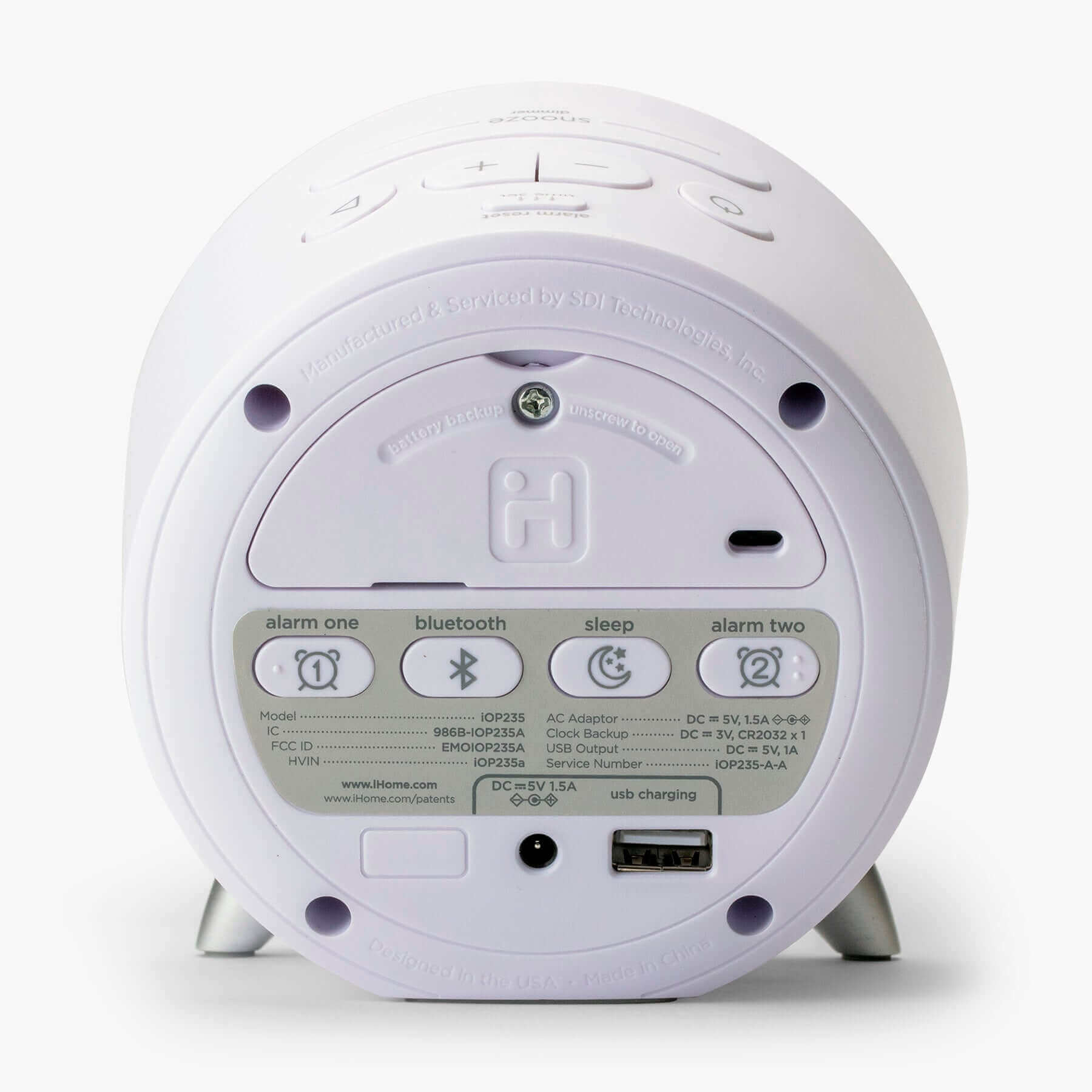 Bluetooth Alarm Clock with USB Charger (iOP235) - ihomedotcom