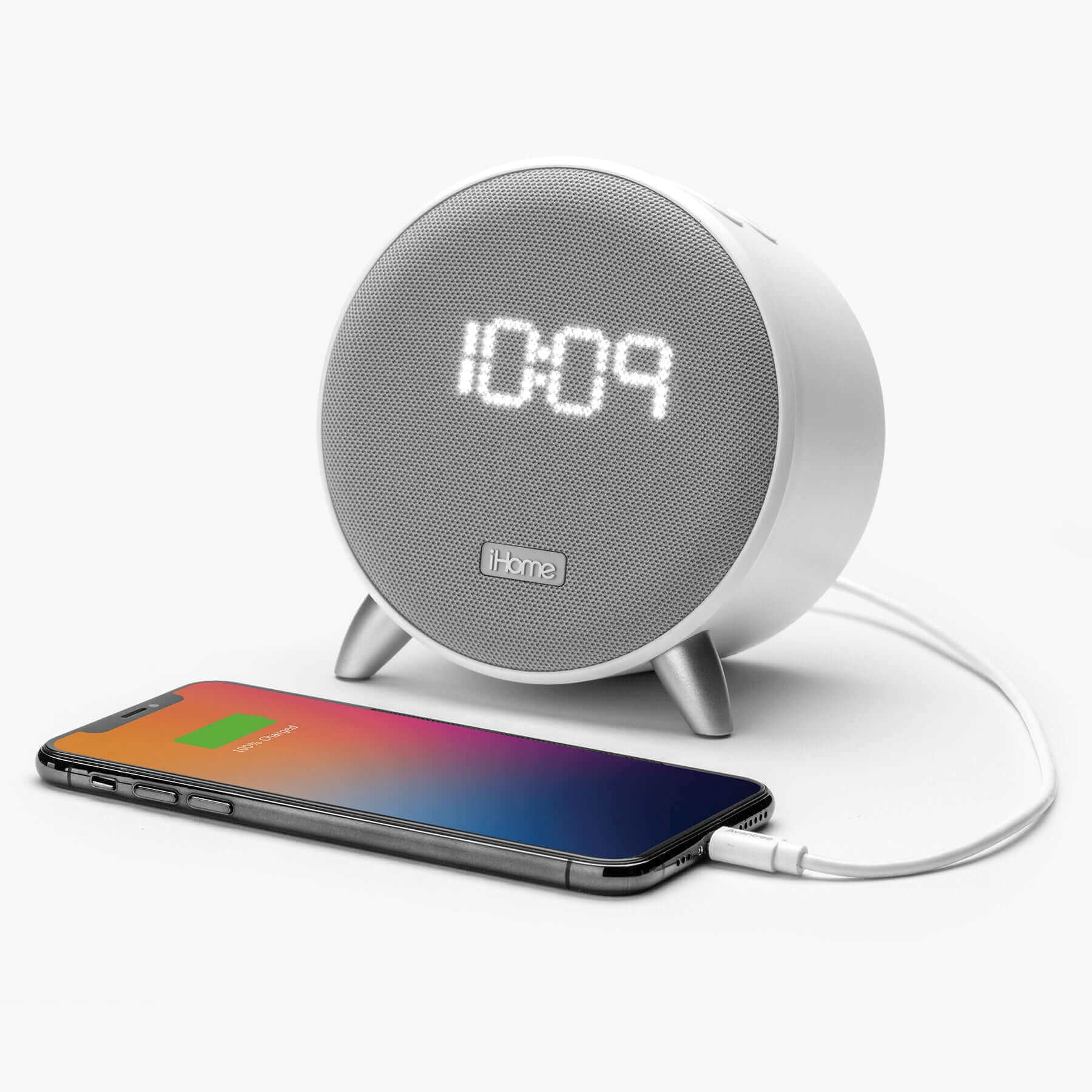 Bluetooth Alarm Clock with USB Charger (iOP235) - ihomedotcom