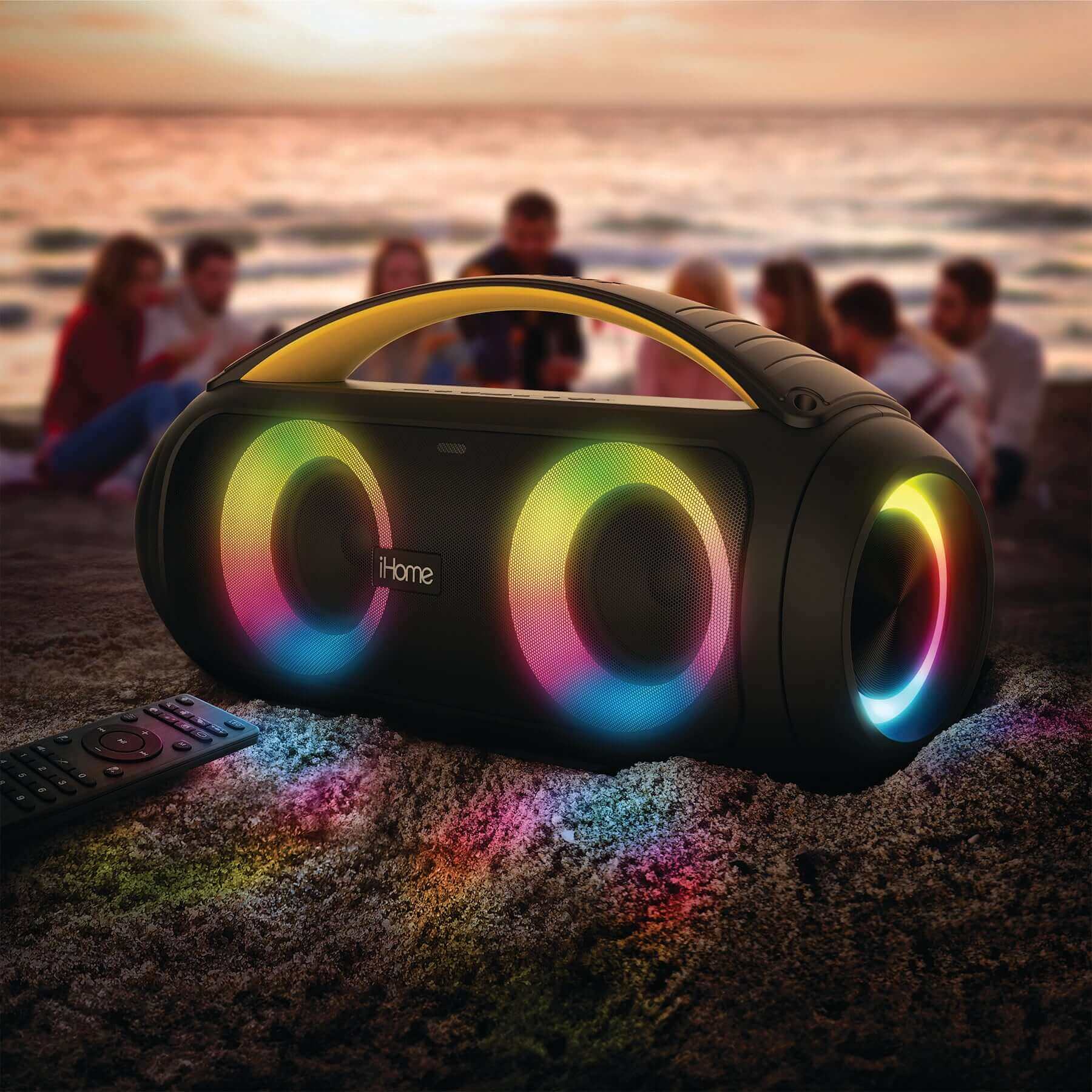 Bluetooth Speaker Boombox with FM Radio, Color Changing Lights and Remote Control (iBT920B.EXv24) - ihomedotcom