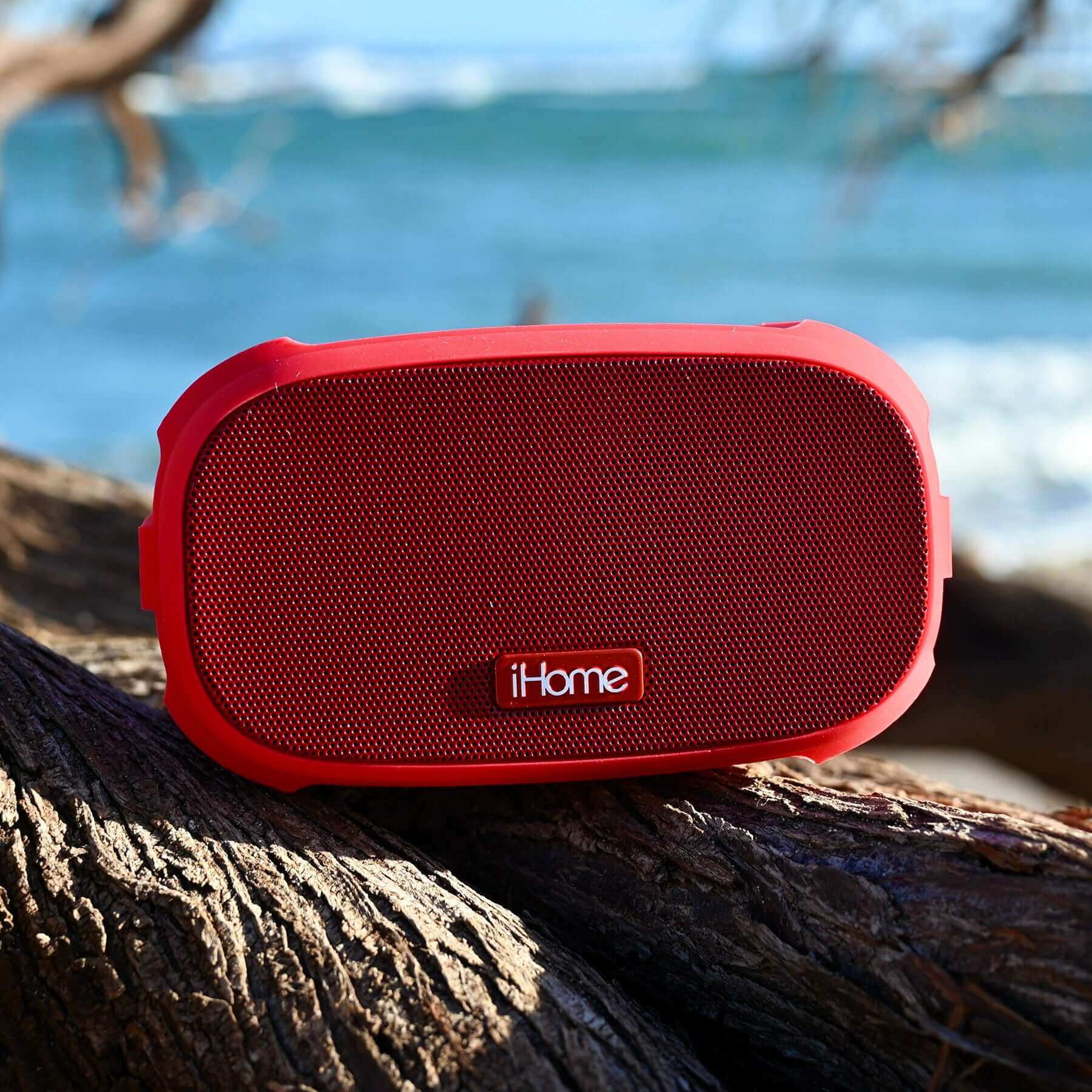 Bluetooth Speaker with 18 Hour Battery, Portable and Rechargeable (iBT300R - Red) - ihomedotcom