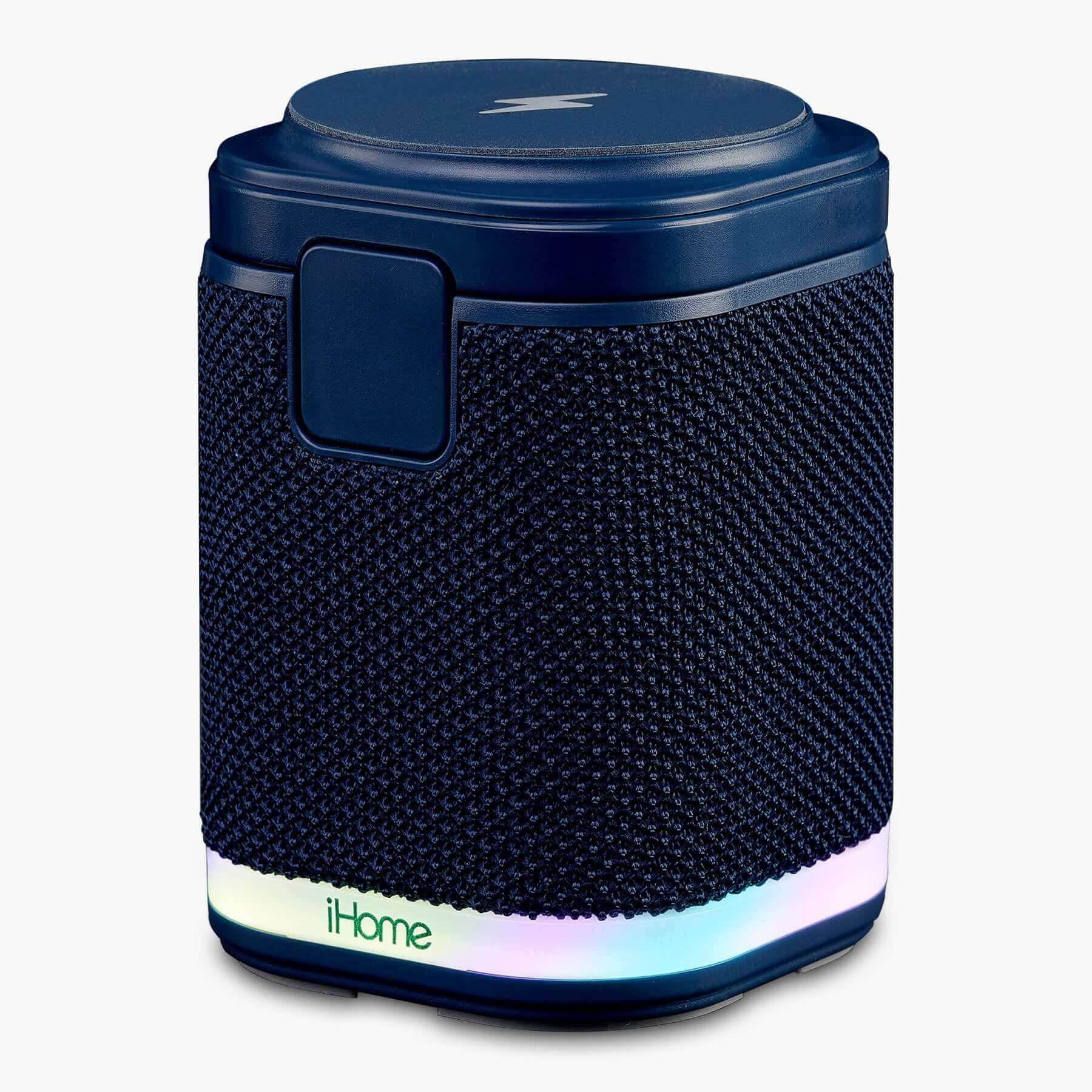 Bluetooth Speaker with Wireless Charger and Color Changing Night Light – Blue (iPBT50L) - ihomedotcom