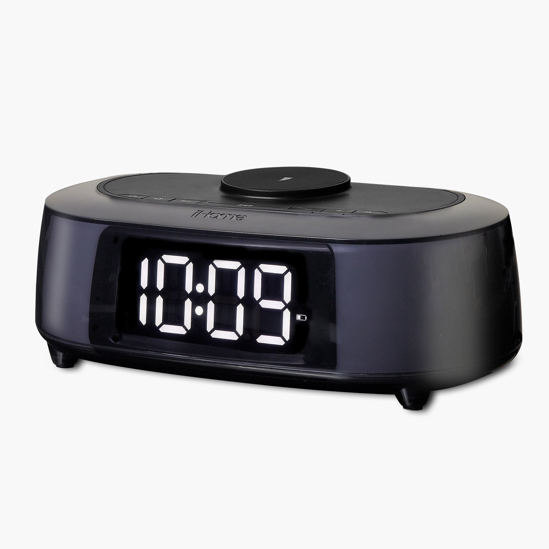 Clock Radio with Wireless Charger, Bluetooth Speaker, and 2 USB Chargers (iBTW282) - ihomedotcom