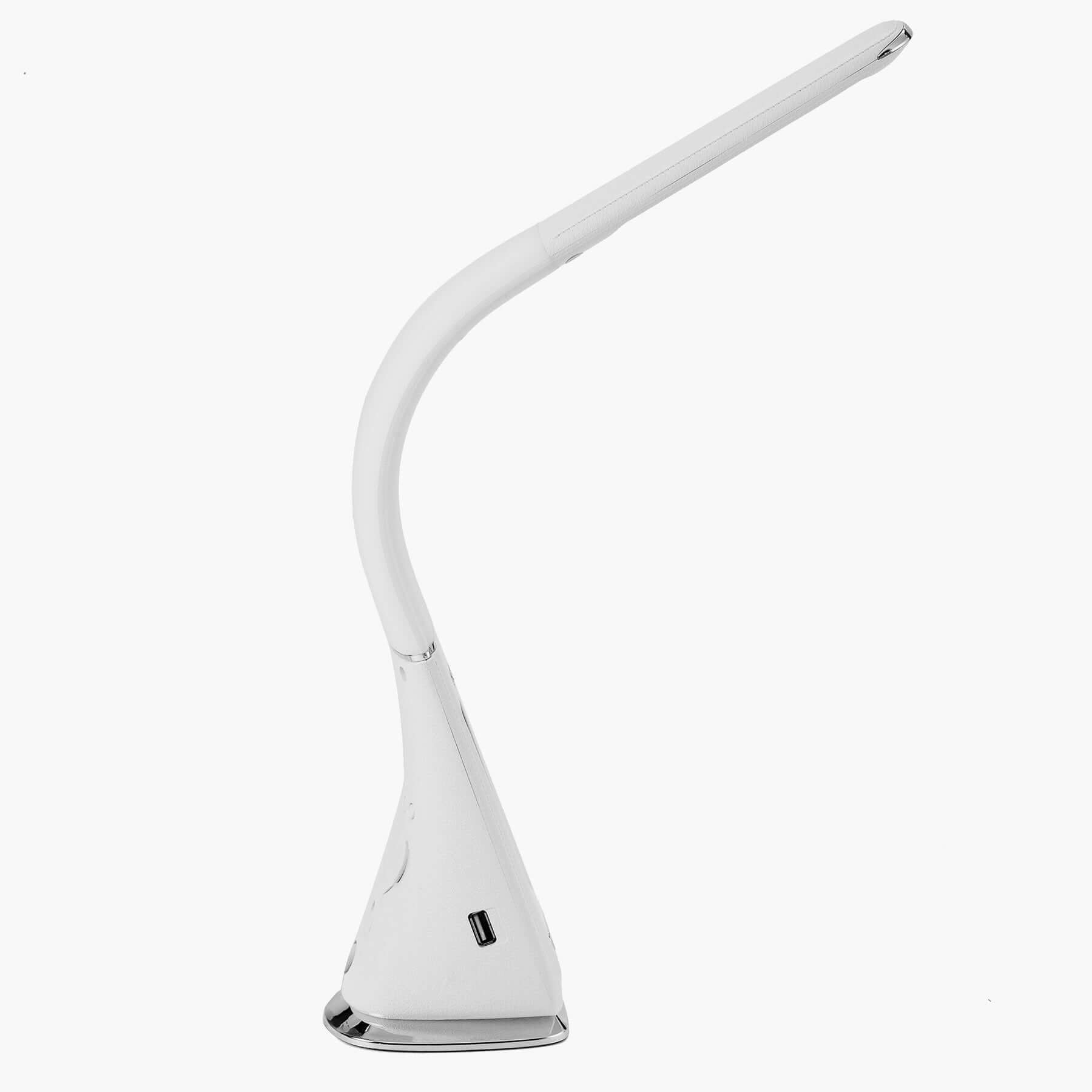 Desk Lamp for Bedroom, Reading Light with Alarm Clock and USB Charging - White (iL100W) - ihomedotcom