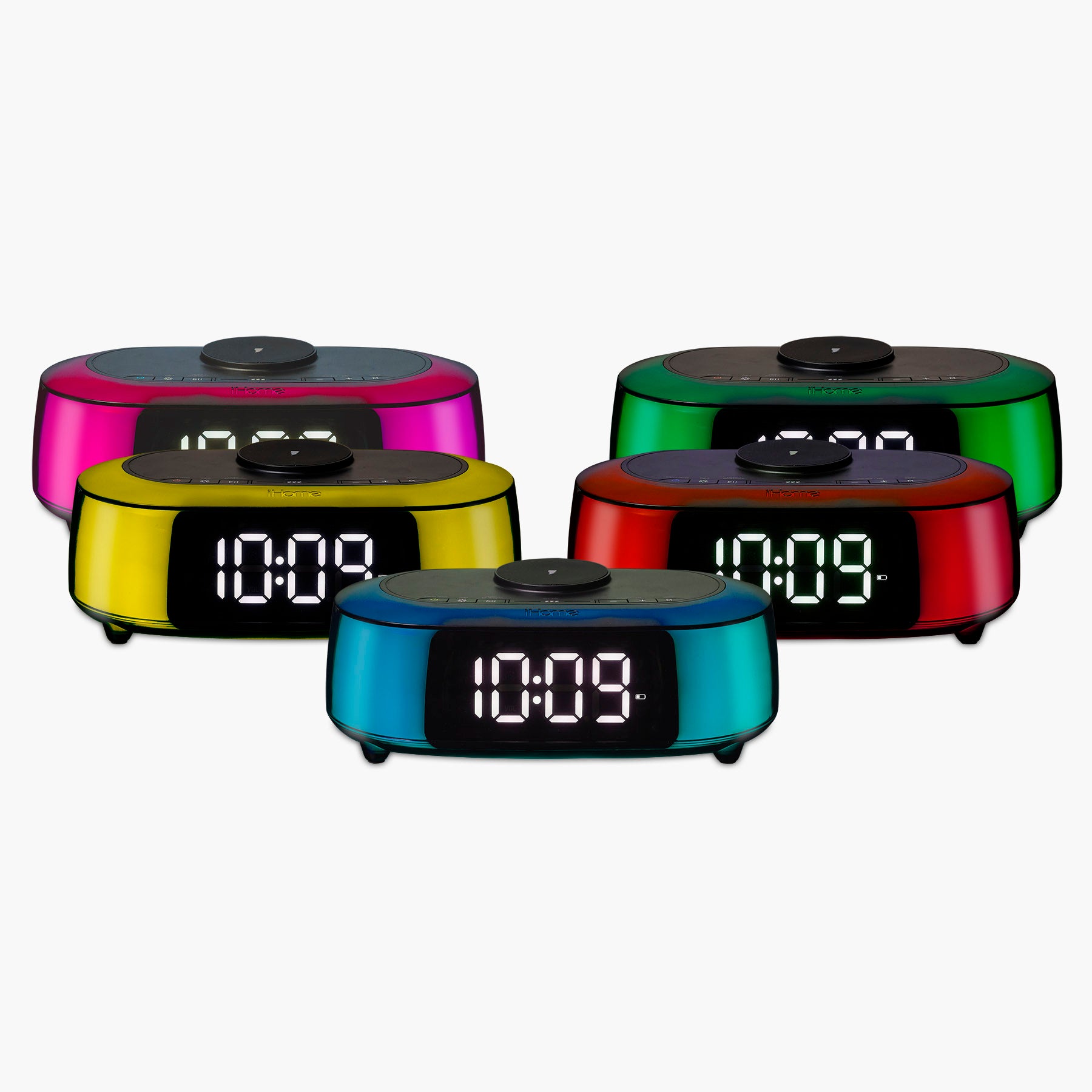 Clock Radio with Wireless Charger, Bluetooth Speaker, and 2 USB Chargers (iBTW282)