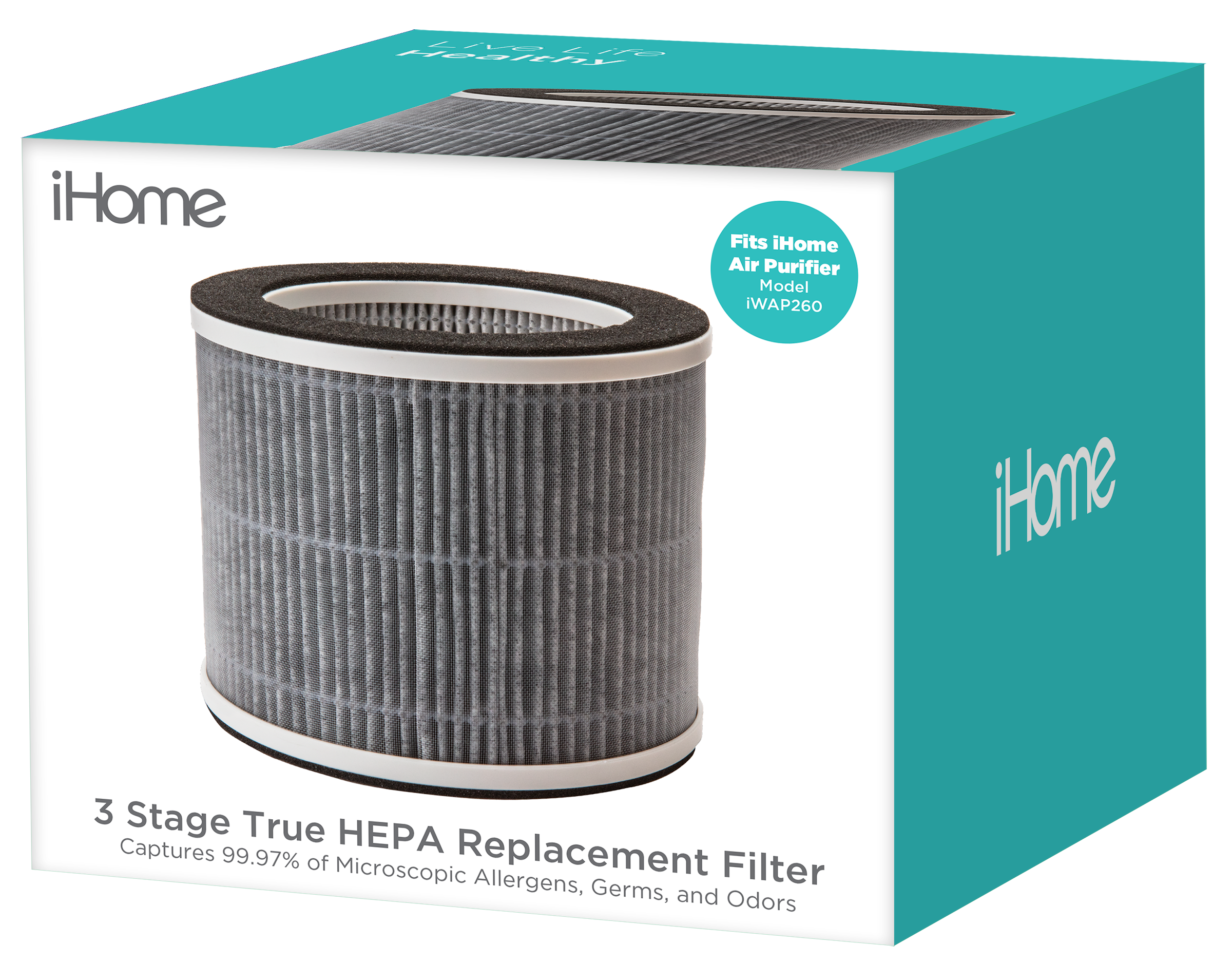 iHome True HEPA Filter Replacement for iWAP260 Air Purifier (iWAP260-RF)