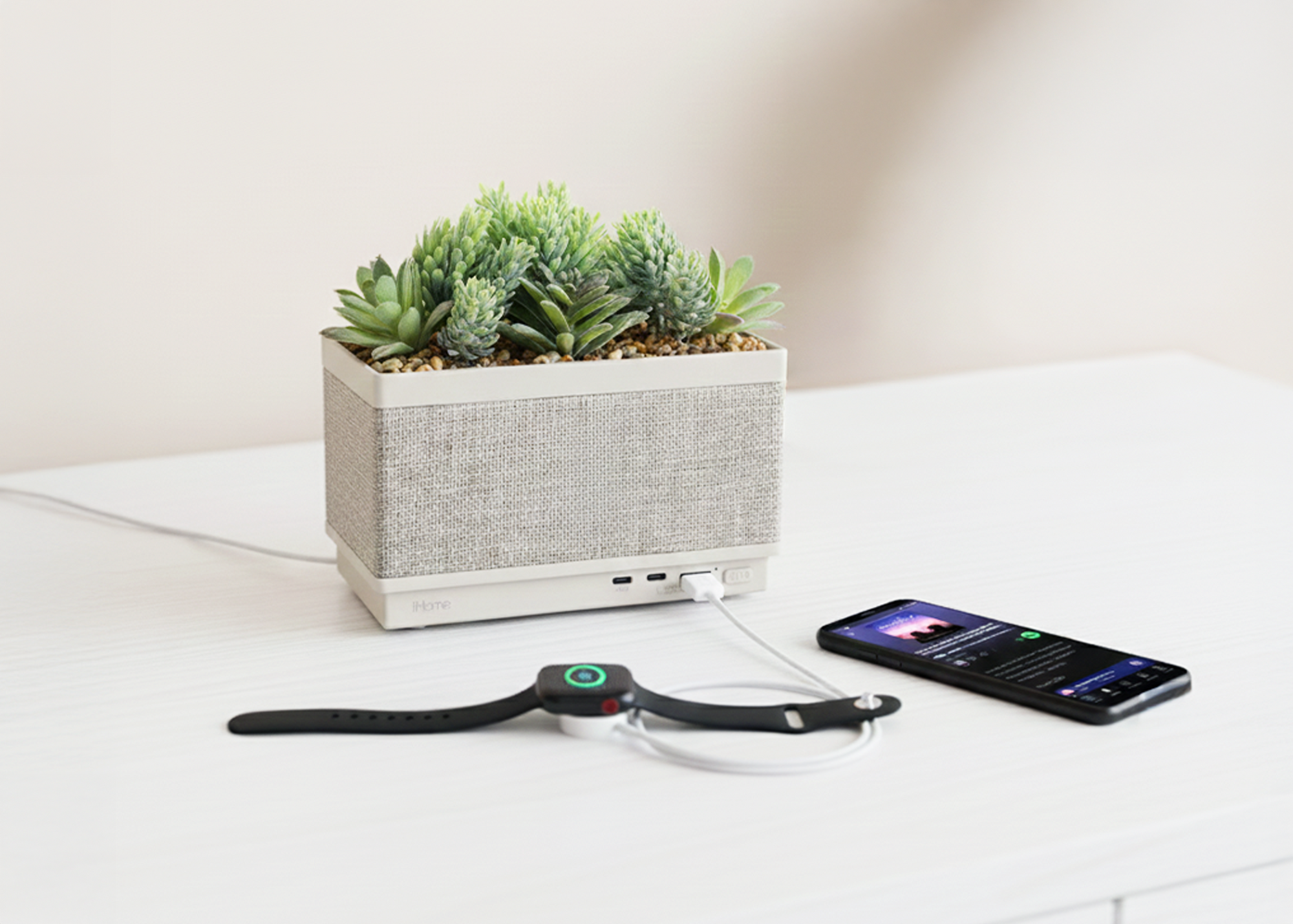 succulent mobile Faux Succulent USB Charging Station for All Devices