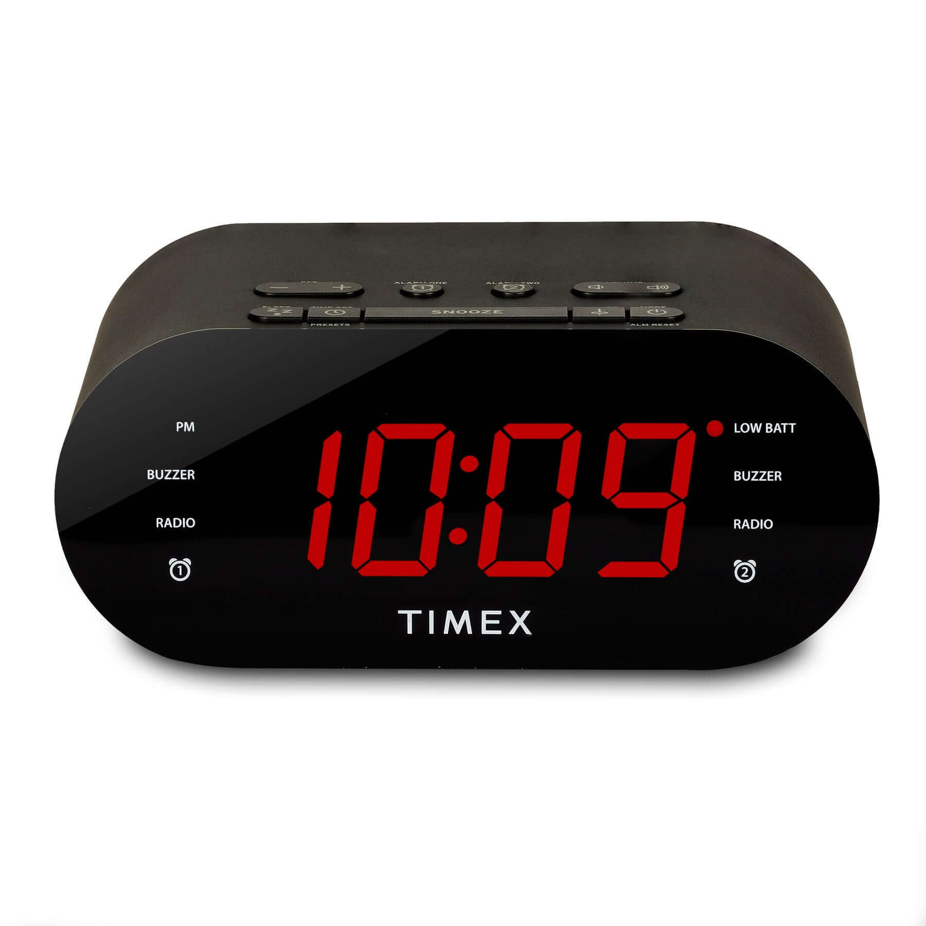 Timex Alarm Clock for Bedroom with AM/FM Radio and 20 Station Presets – Black (T231B) - ihomedotcom