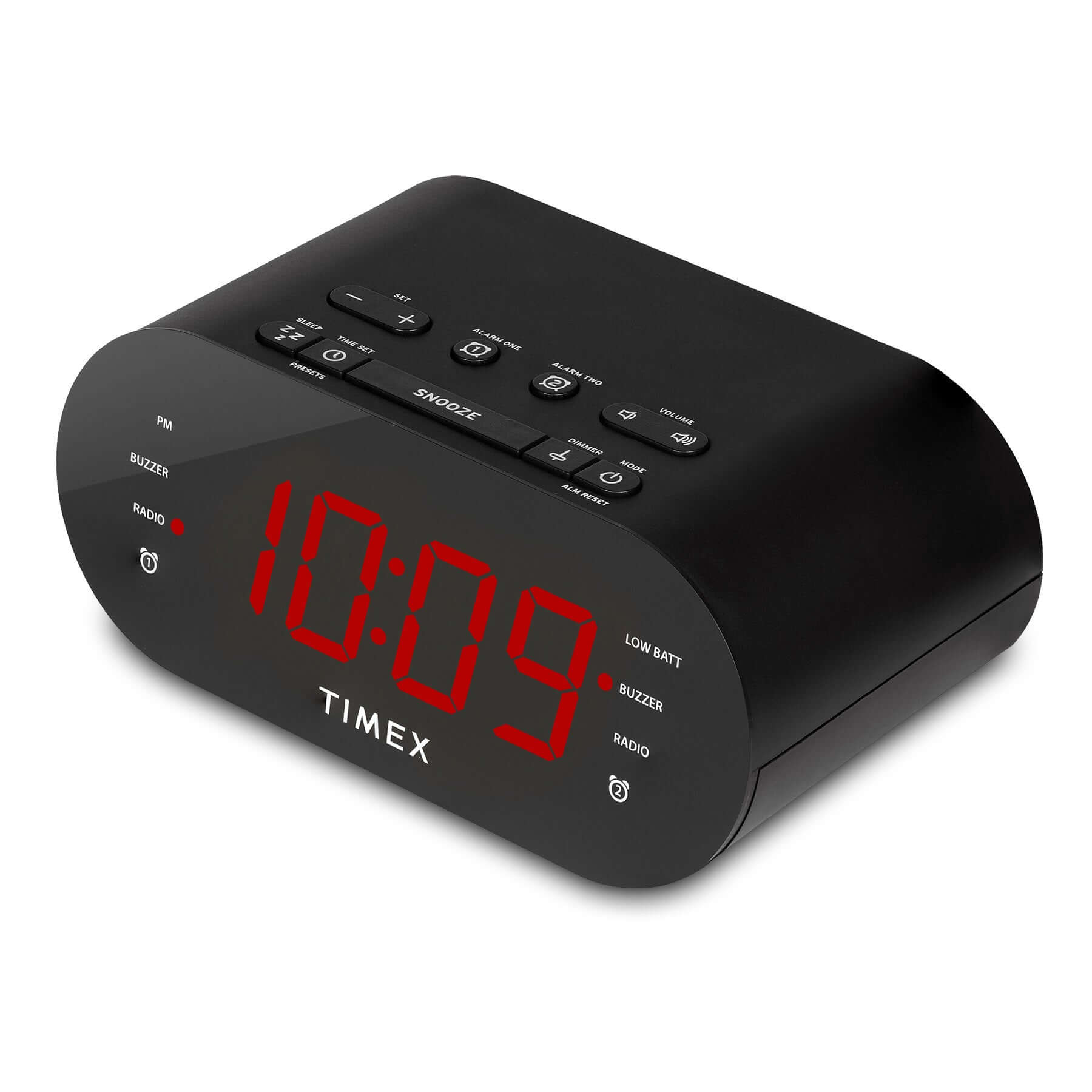 Timex Alarm Clock for Bedroom with FM Radio and USB Charging - Black (T232B) - ihomedotcom