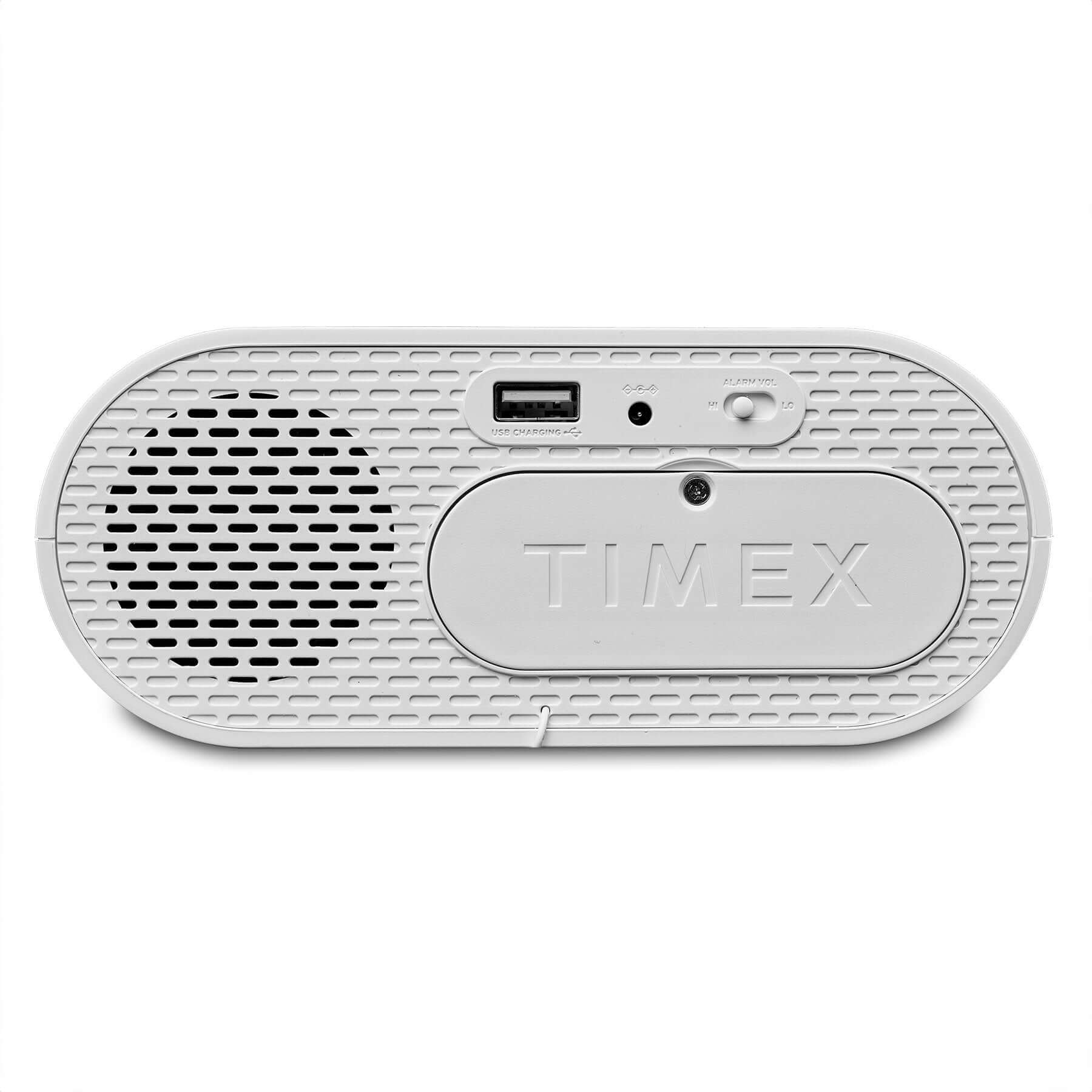 Timex Alarm Clock for Bedroom with FM Radio and USB Charging - White (T232W) - ihomedotcom