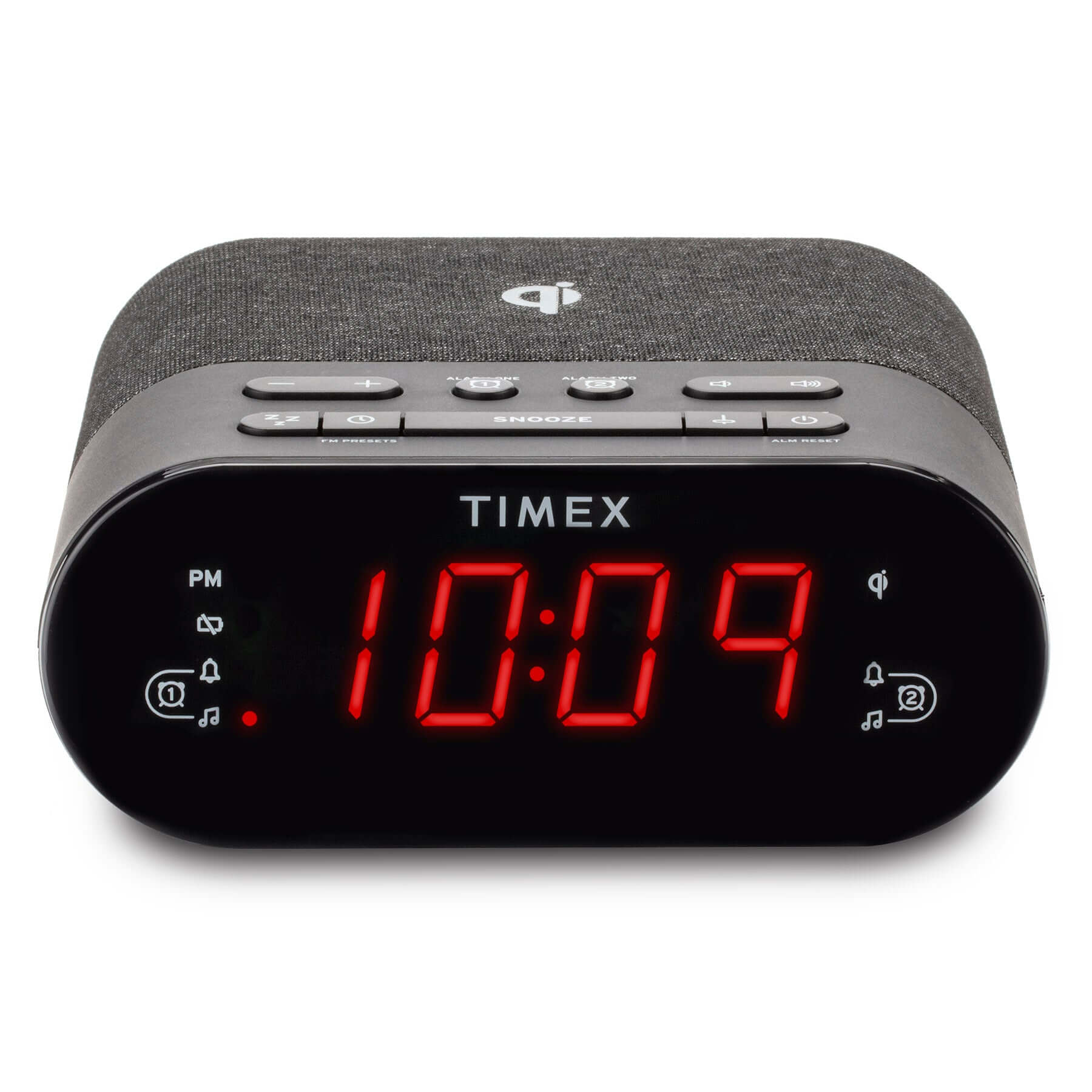 Timex Alarm Clock Radio with Wireless Charging and USB Charging (TW500) - ihomedotcom