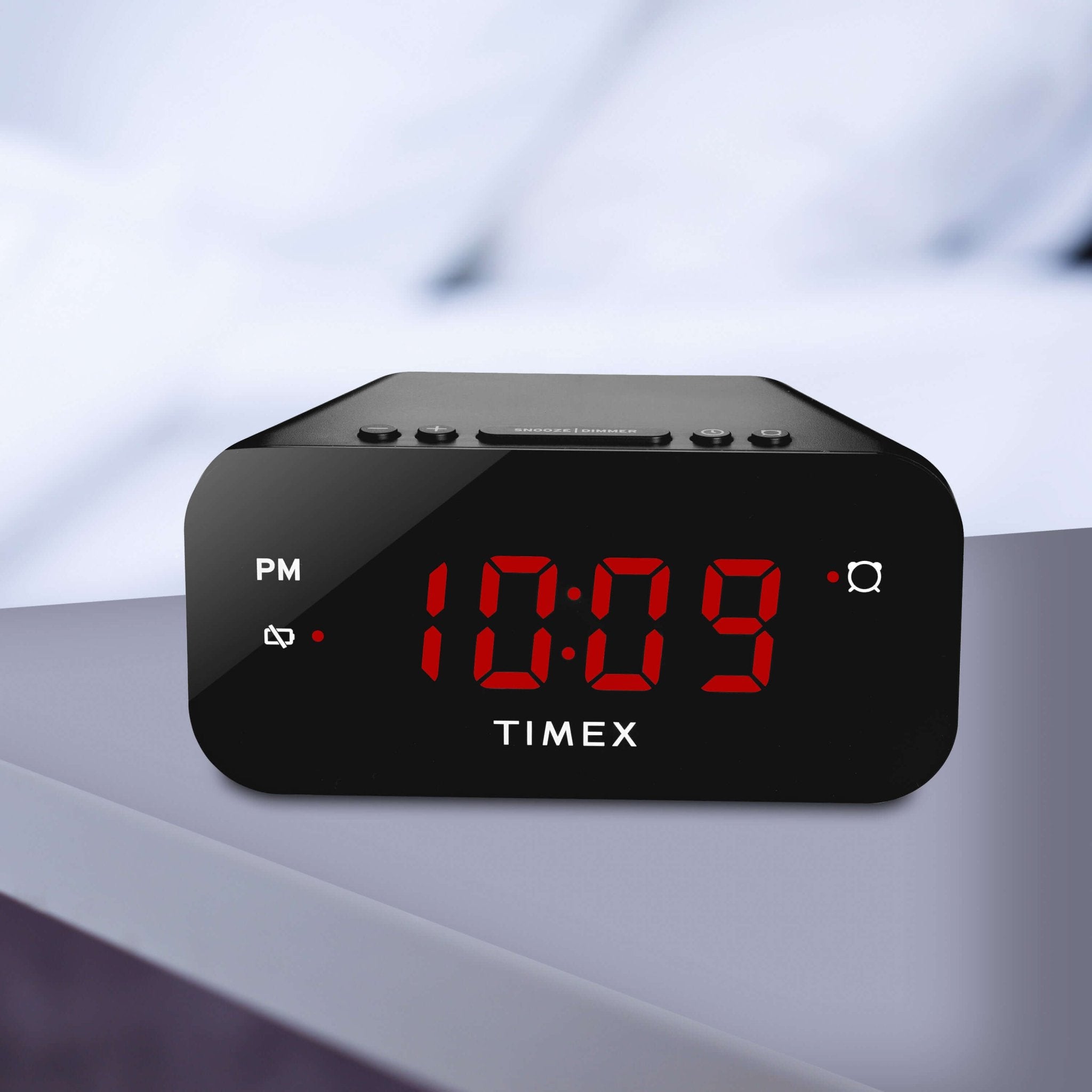 Timex Alarm Clock with Large Display, Includes 120V Power Adapter – Black (T121B) - ihomedotcom