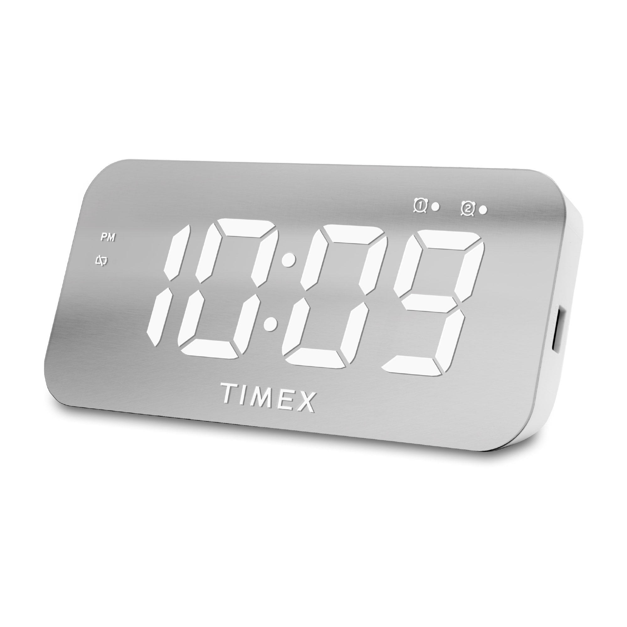 Timex Alarm Clock with USB Charger and Large Display - White (T1320W) - ihomedotcom