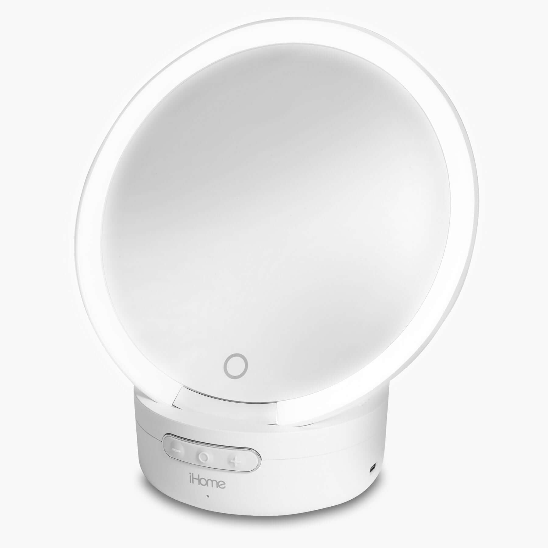 Travel Makeup Mirror with Lights and Bluetooth Speaker (iCVBT9W) - ihomedotcom