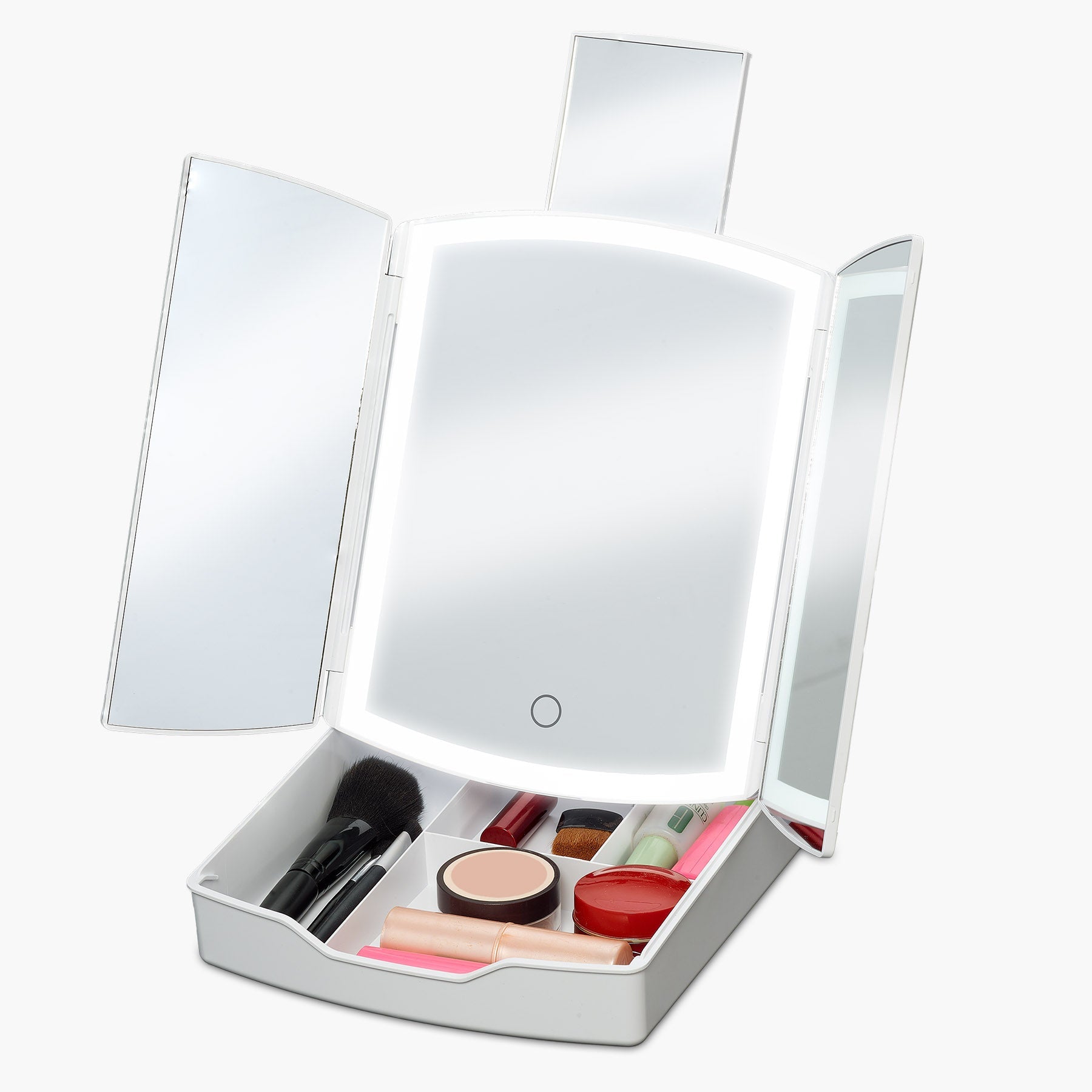 Travel Mirror with Lights and Makeup Organizer (iCVS30) - ihomedotcom