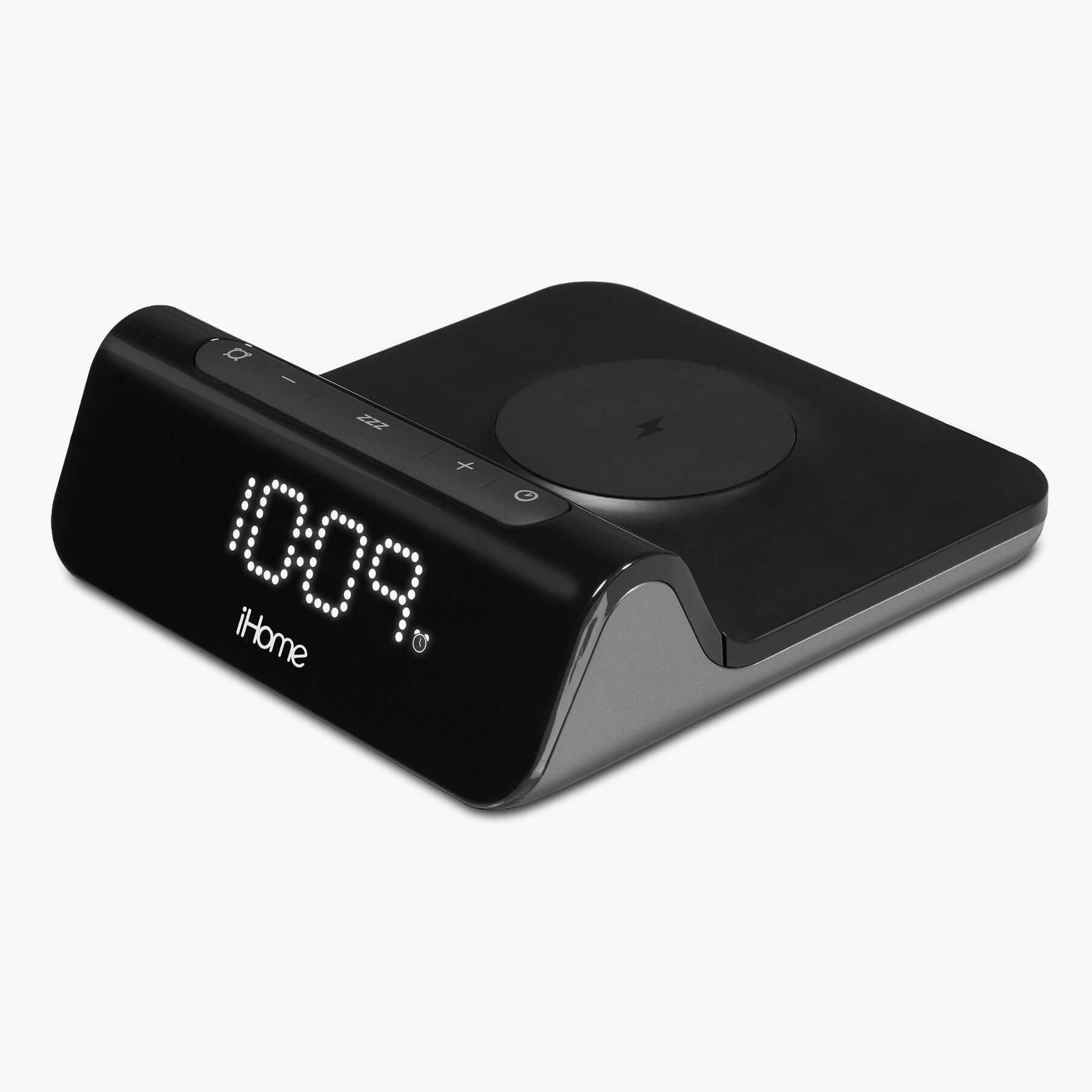 Triple Charge Alarm Clock with Wireless Charging plus USB - A & USB - C Charging (iW23BGOL) - ihomedotcom