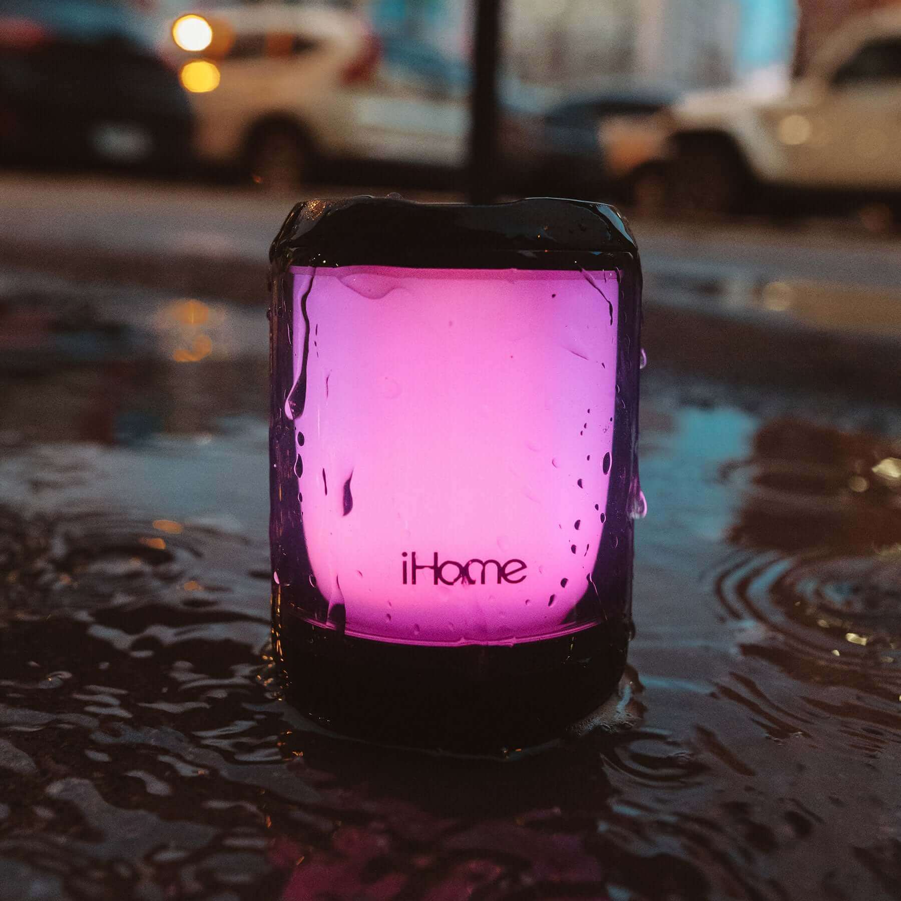 Waterproof Bluetooth Speaker with Color Changing Lights, Portable and Rechargeable (iBT800BOL) - ihomedotcom