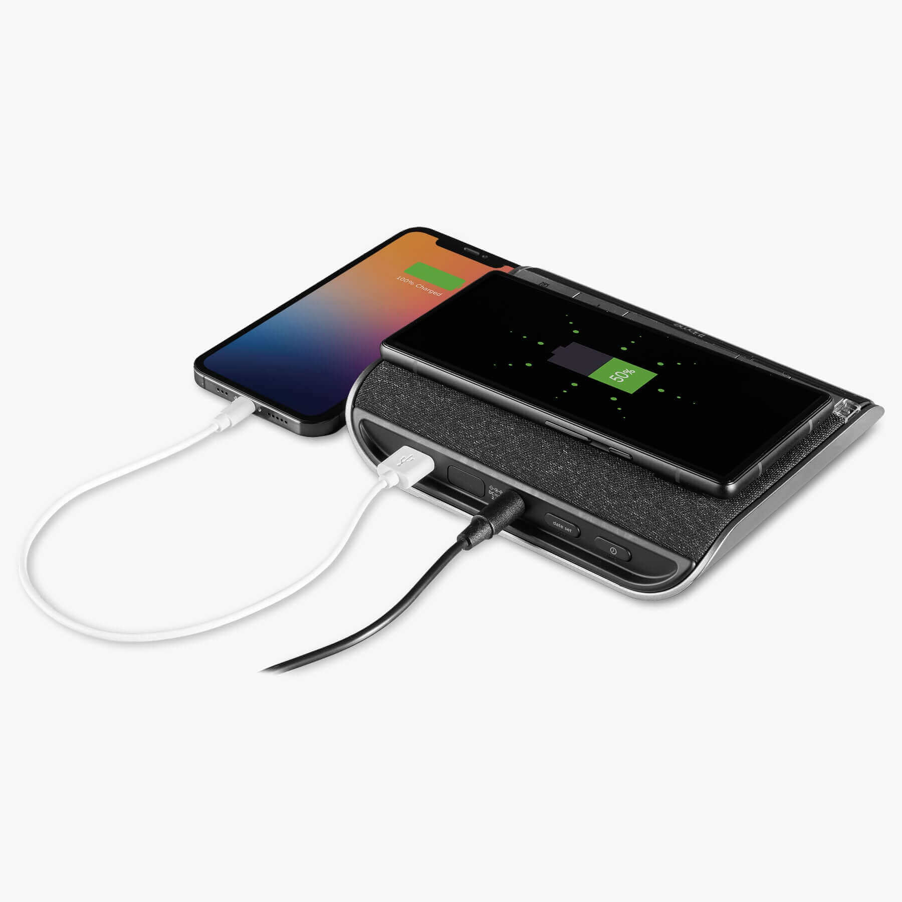 Wireless Charger with Alarm Clock and USB Charging (iW24) - ihomedotcom