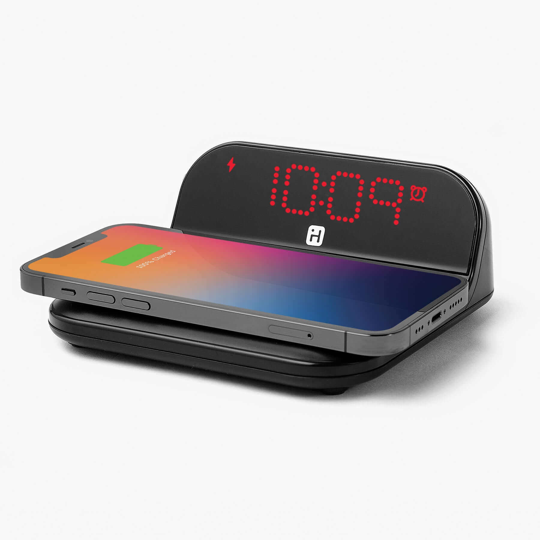 Wireless Charger with Digital Alarm Clock (iHV18B) - ihomedotcom