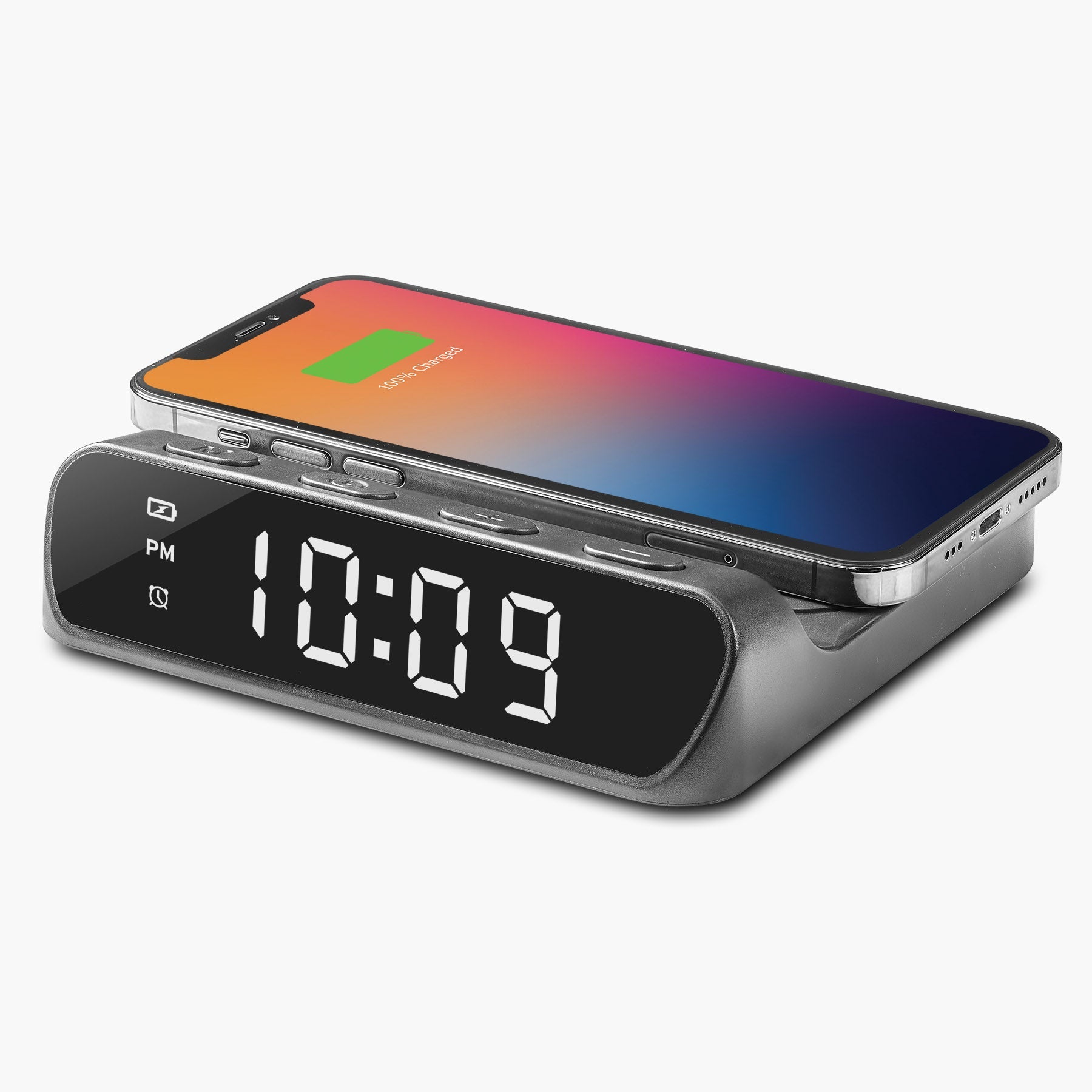 Wireless Charger with Digital Alarm Clock (iW14) - ihomedotcom