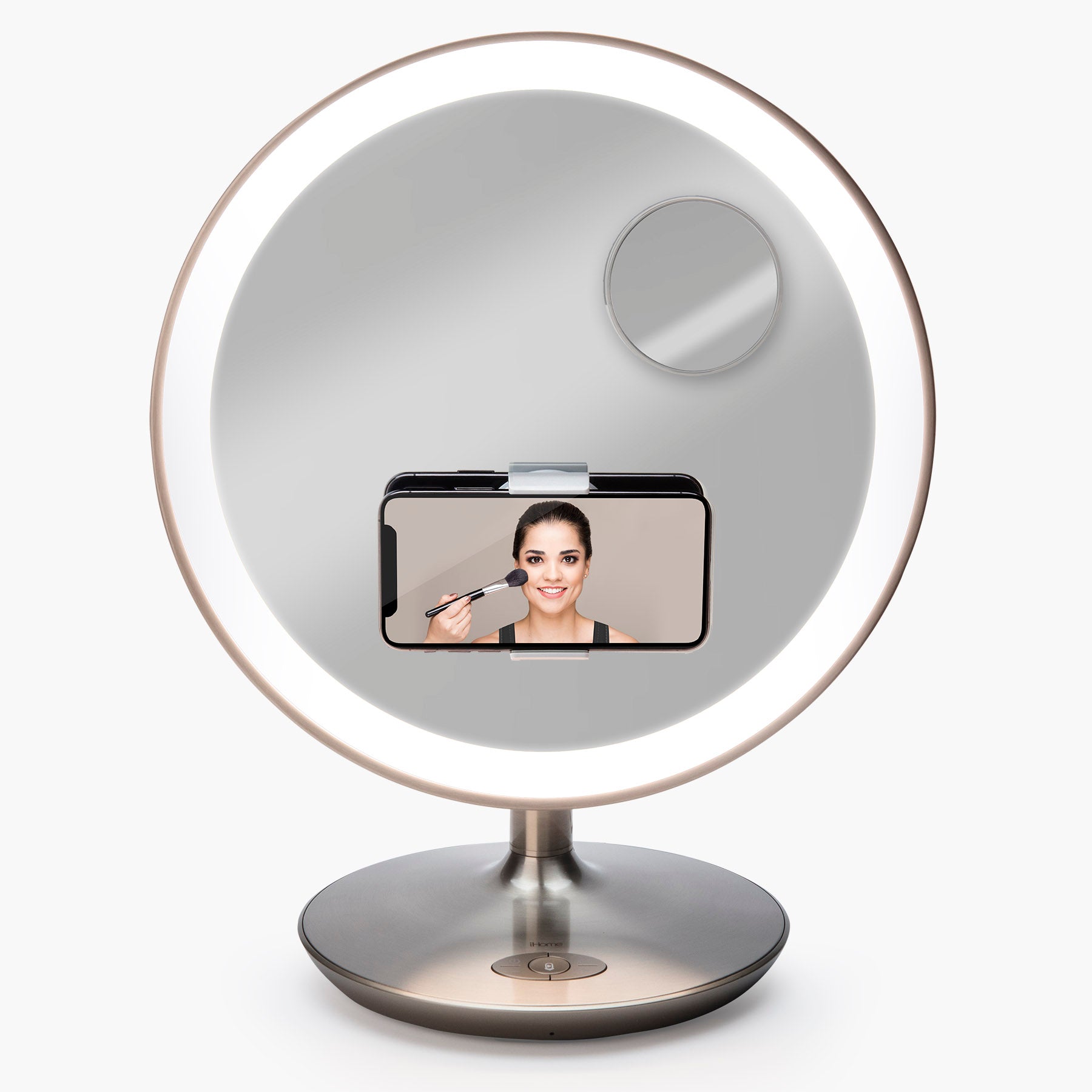 Vanity Mirror with Lights and Bluetooth Speaker, Magnifying Mirror, and Phone Mount (iCVBT12)
